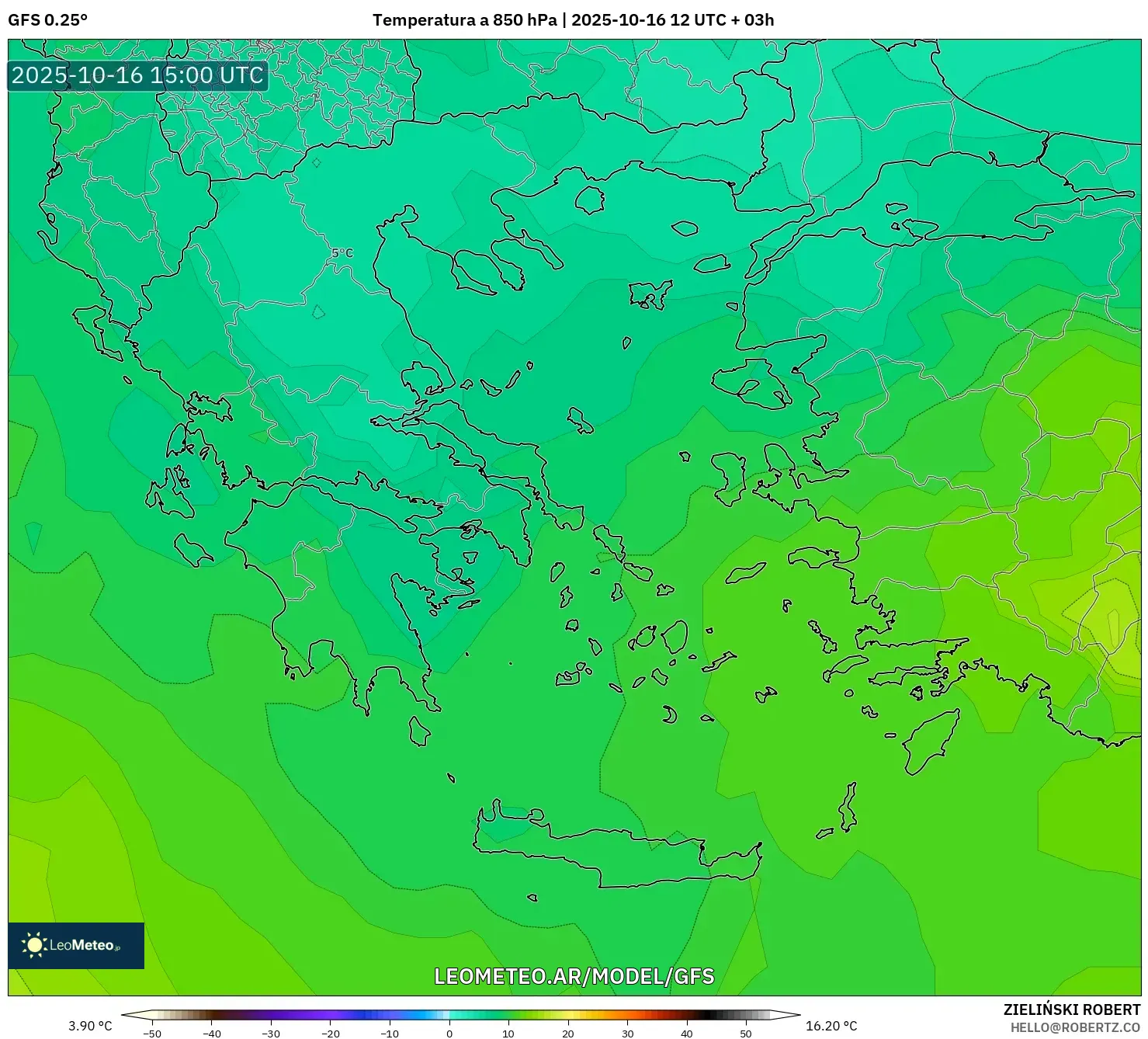 GFS model - Grecia, Temperatura a 850 hPa GFS model - Grecia, Temperatura a 850 hPa
