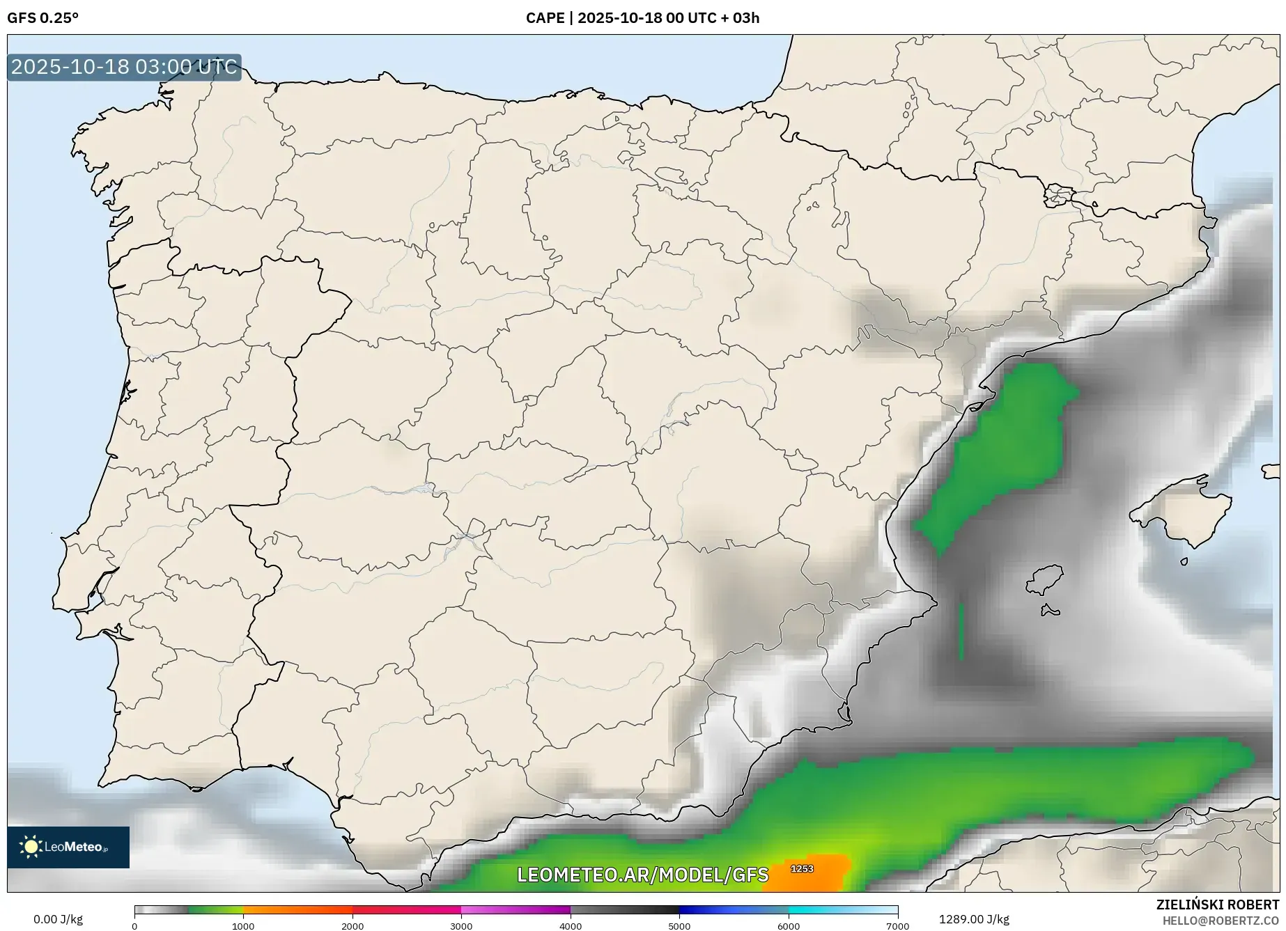 GFS model - España, CAPE GFS model - España, CAPE
