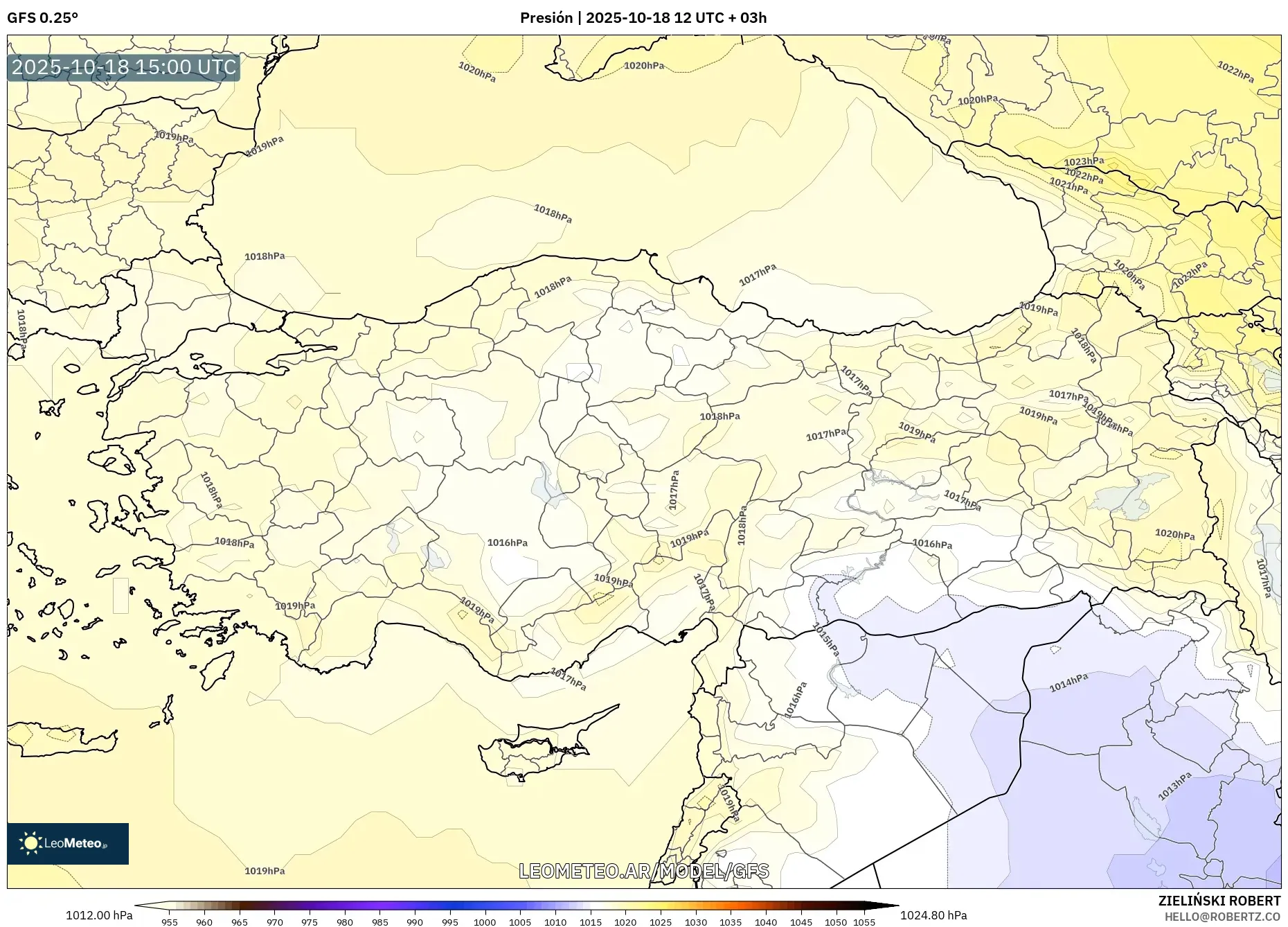 GFS model - Turquía, Presión GFS model - Turquía, Presión