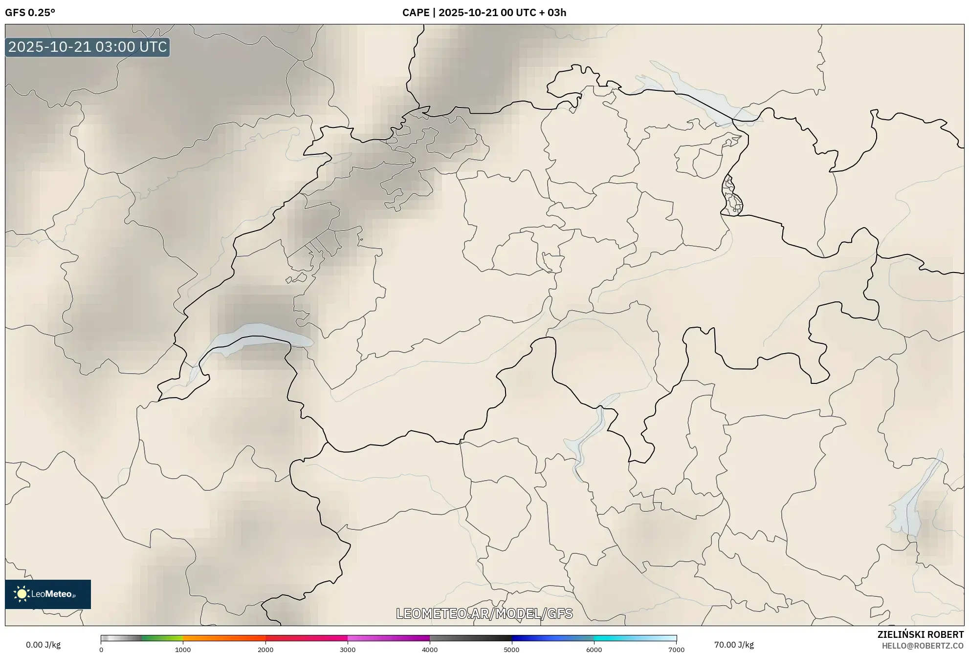 GFS model - Suiza, CAPE