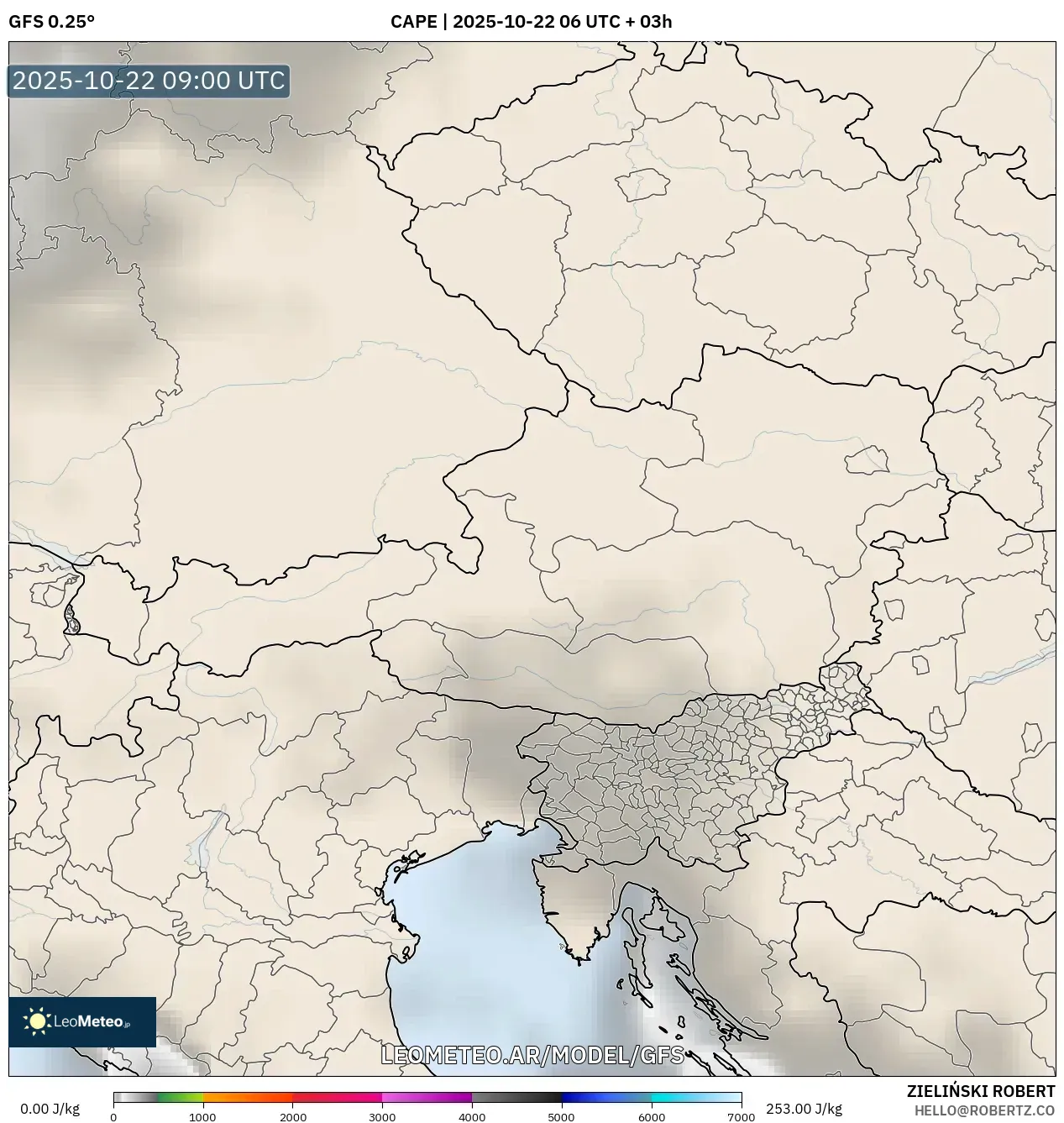 GFS model - Austria, CAPE