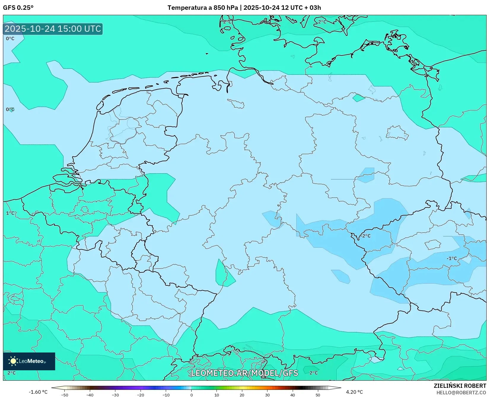 GFS model - Alemania, Temperatura a 850 hPa GFS model - Alemania, Temperatura a 850 hPa