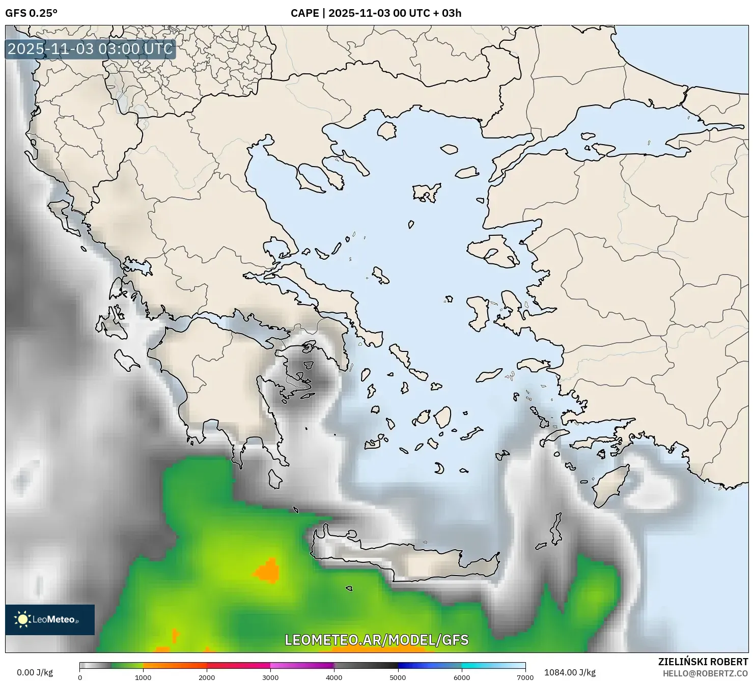 GFS model - Grecia, CAPE