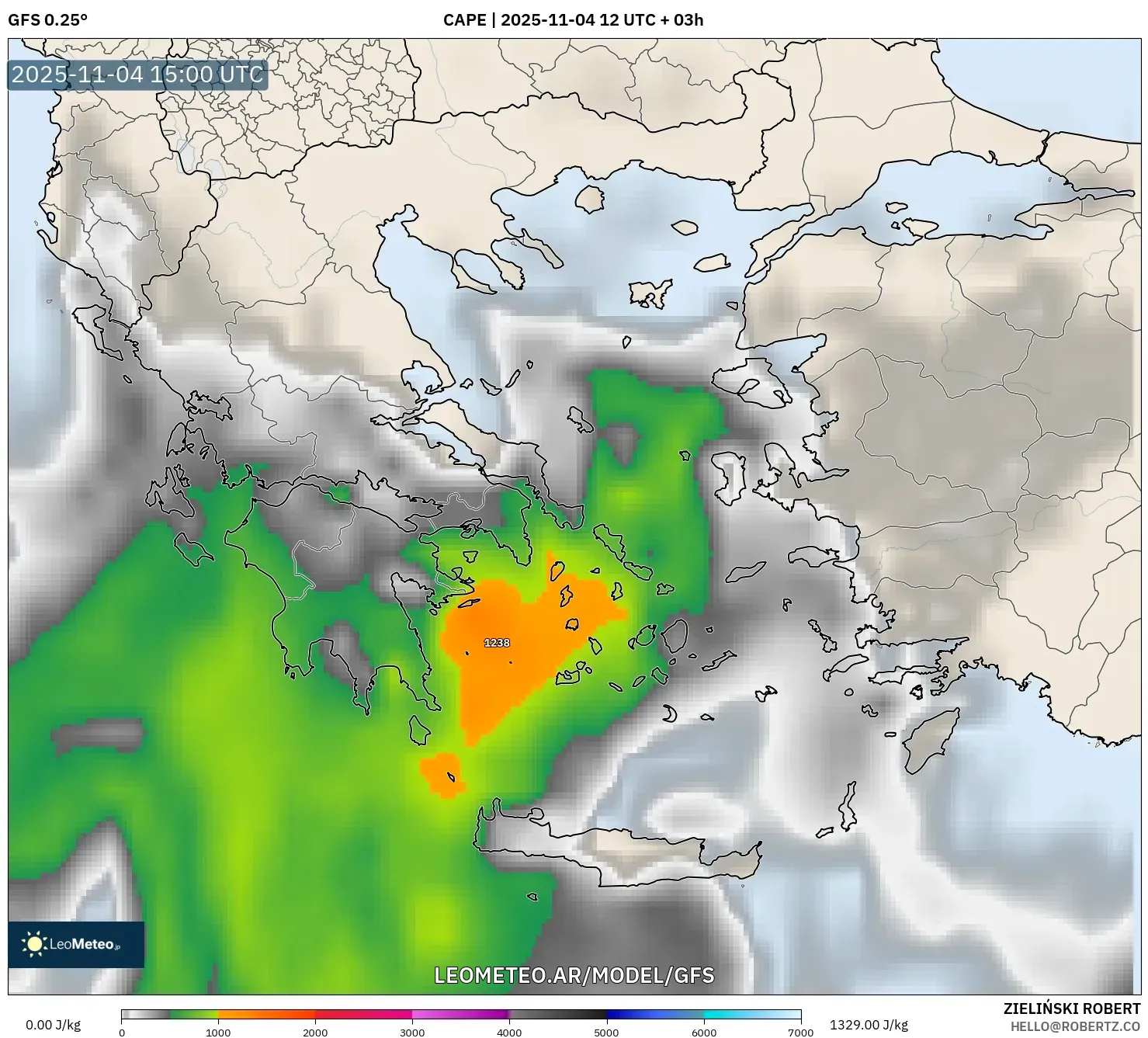 GFS model - Grecia, CAPE