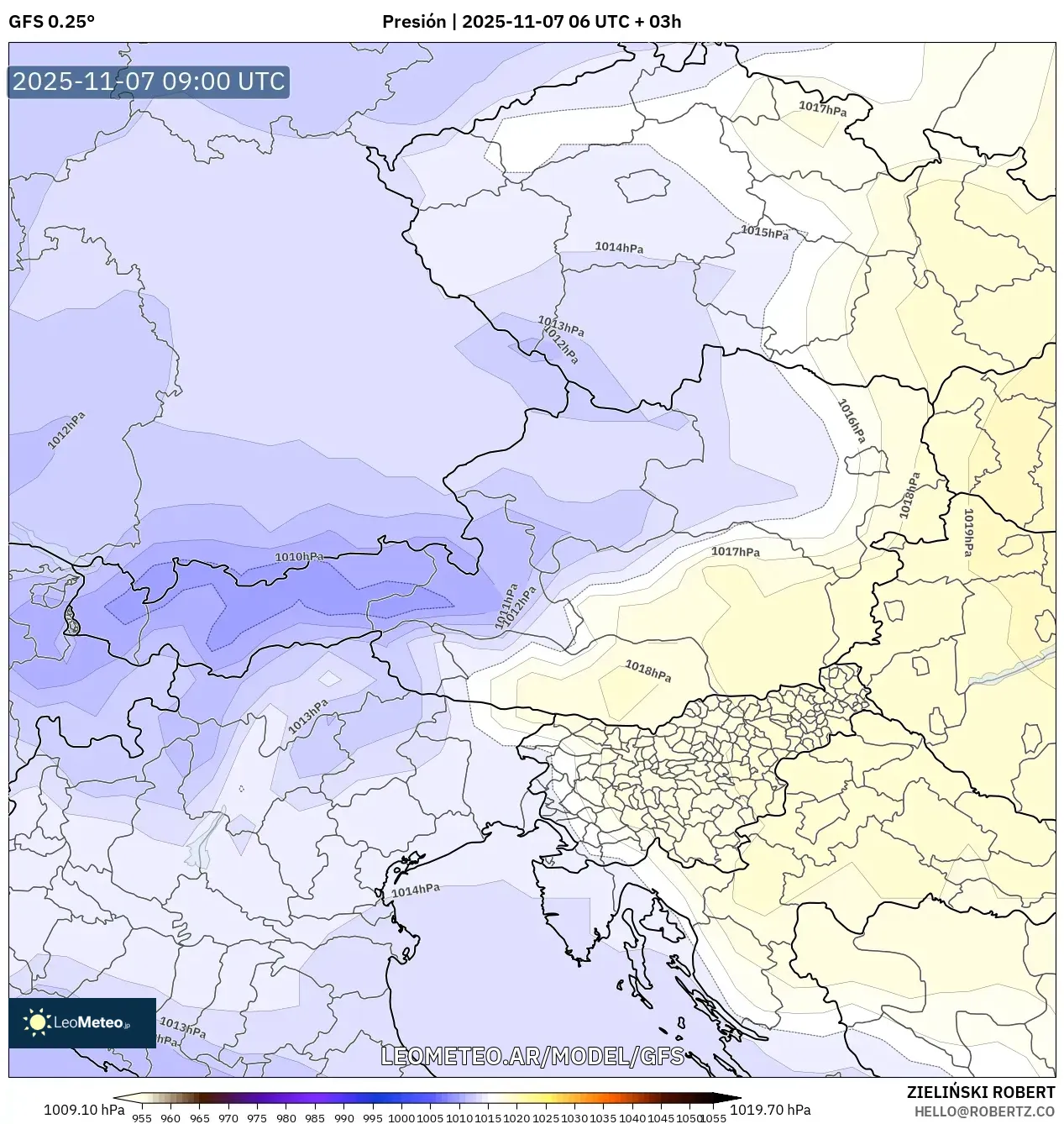 GFS model - Austria, Presión