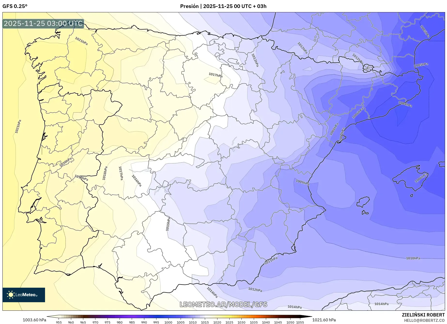 GFS model - España, Presión