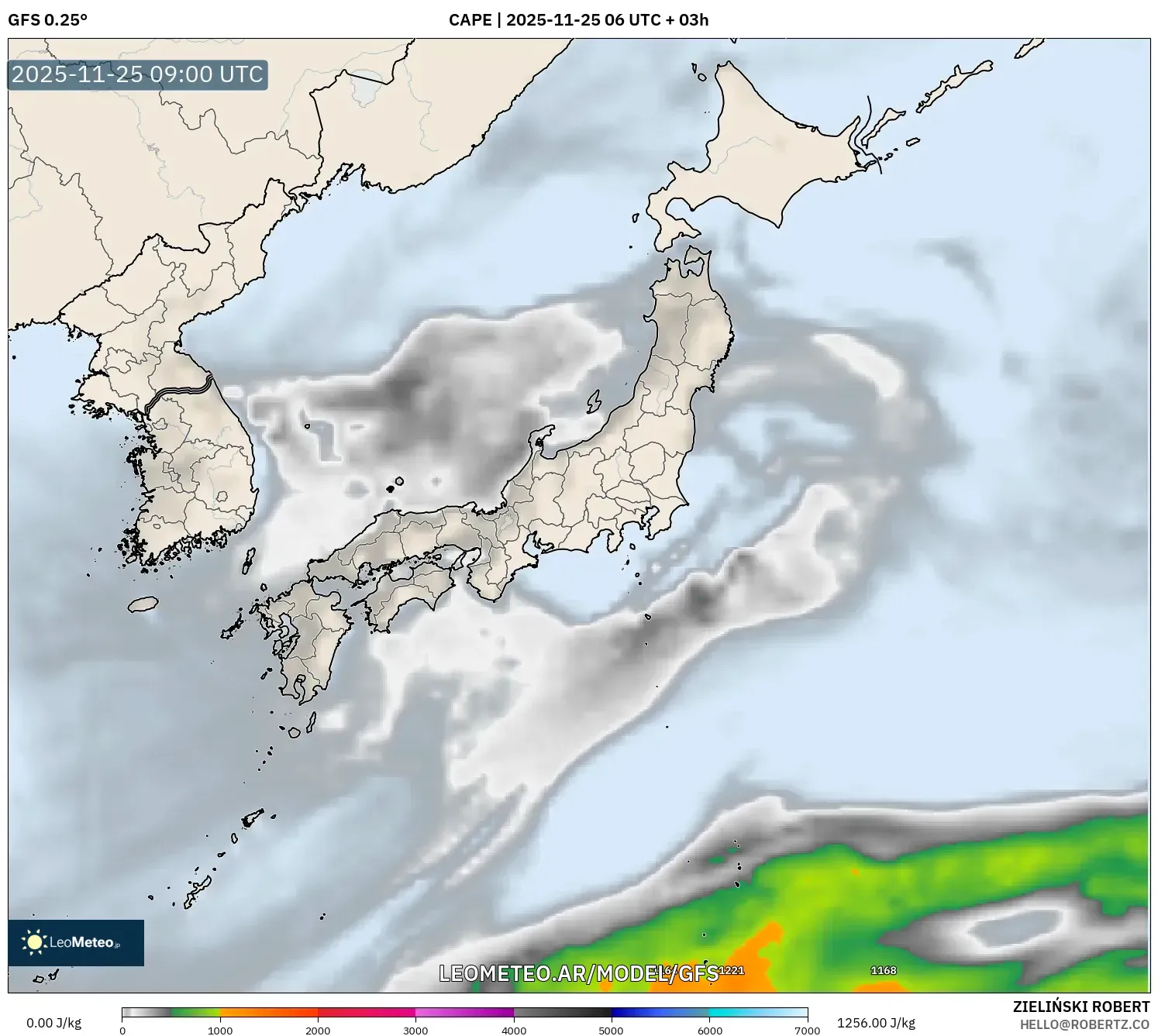 GFS model - Japón, CAPE