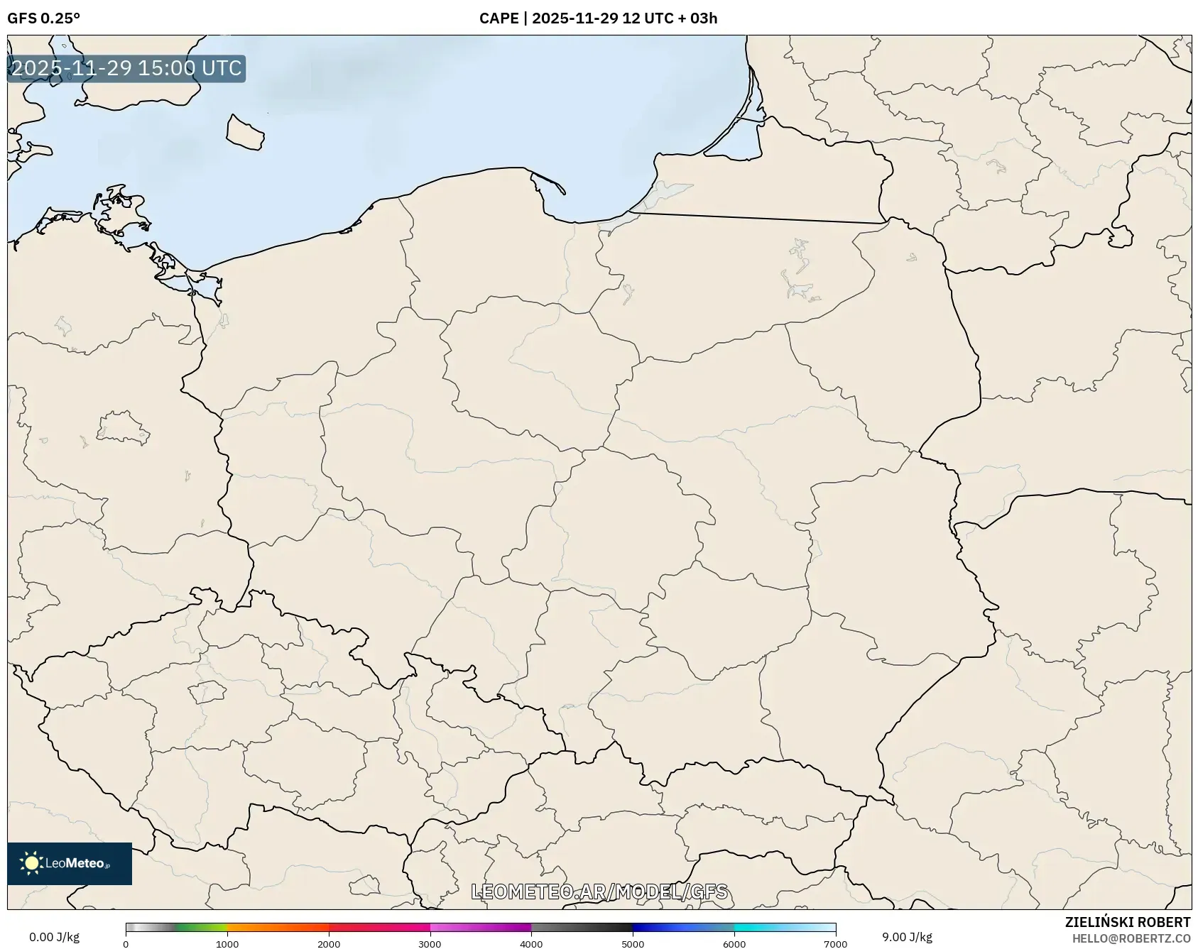 GFS model - Polonia, CAPE