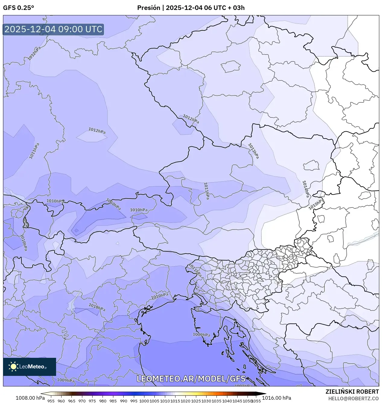GFS model - Austria, Presión