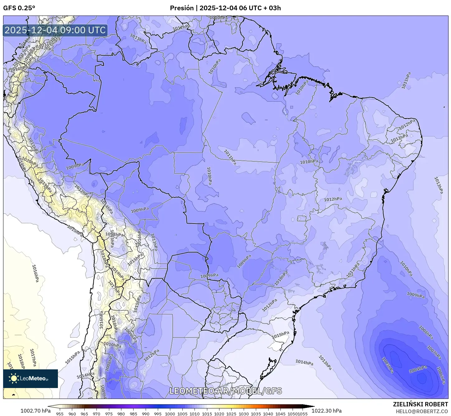 GFS model - Brasil, Presión