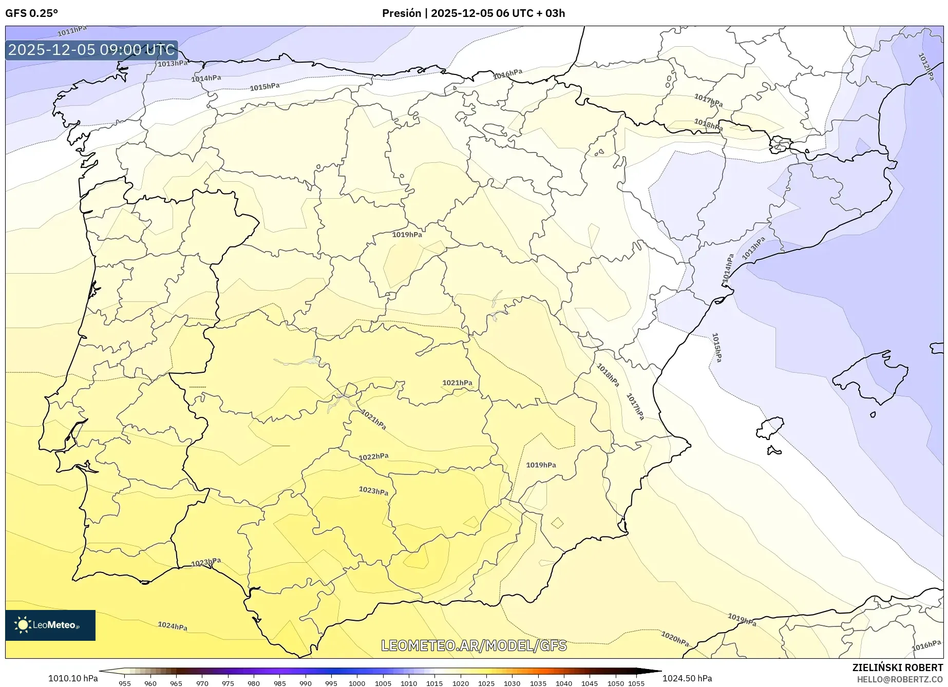 GFS model - España, Presión