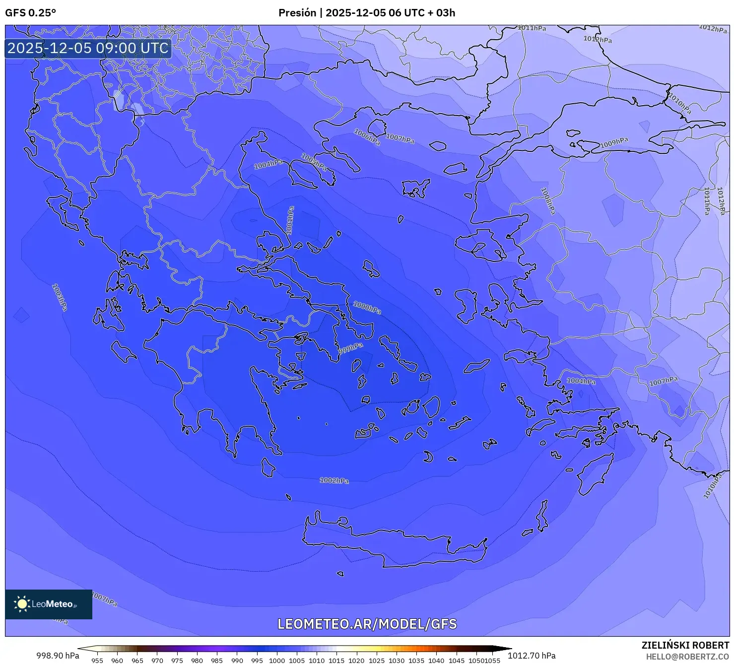 GFS model - Grecia, Presión
