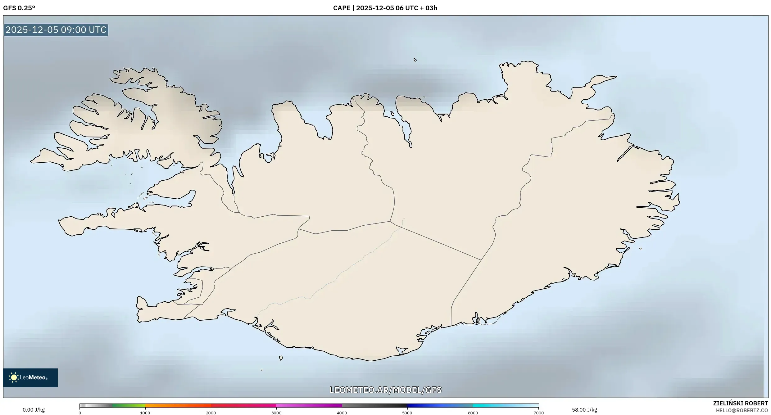 GFS model - Islandia, CAPE