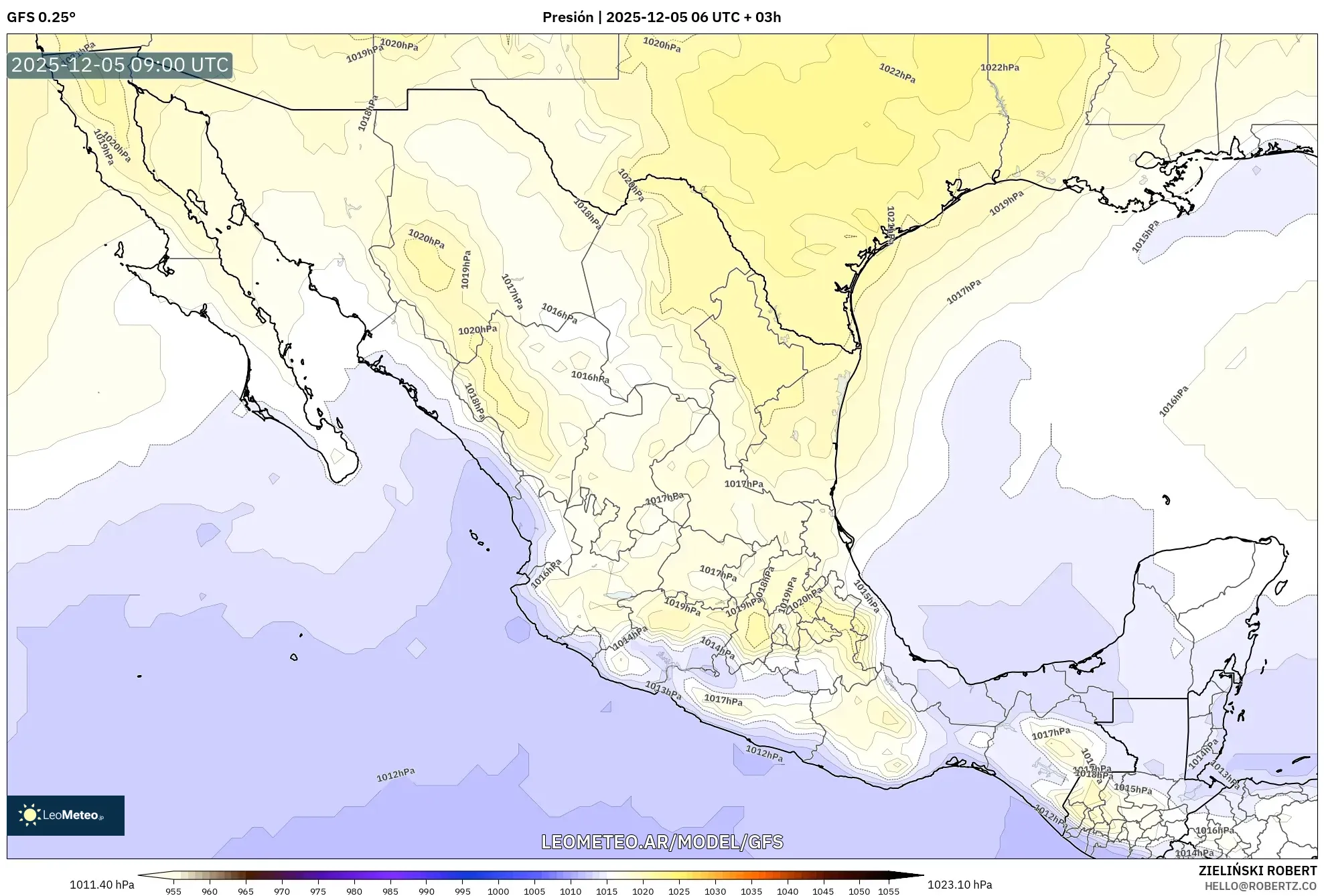 GFS model - México, Presión