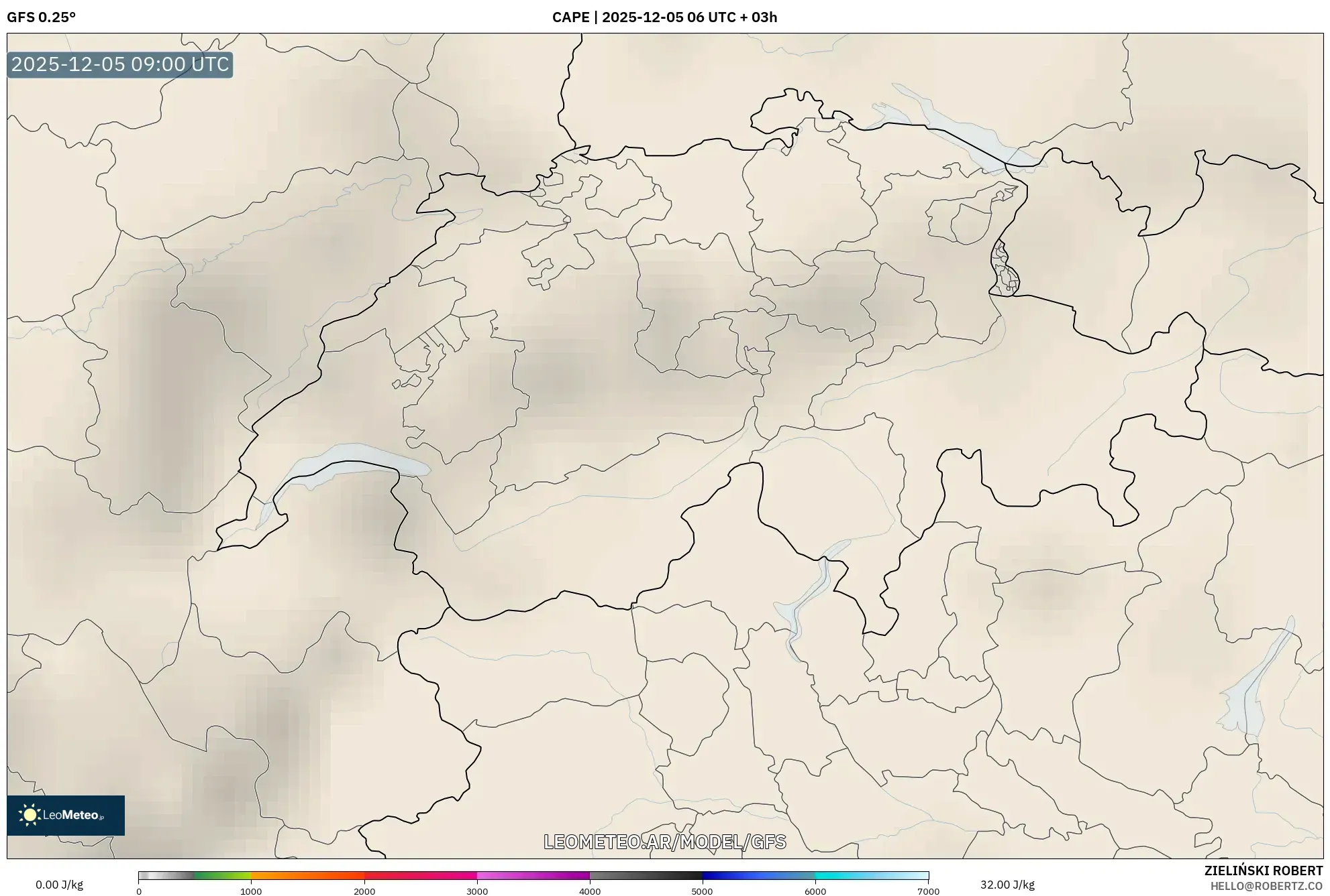 GFS model - Suiza, CAPE