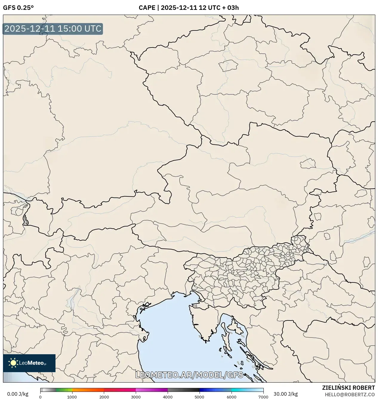 GFS model - Austria, CAPE