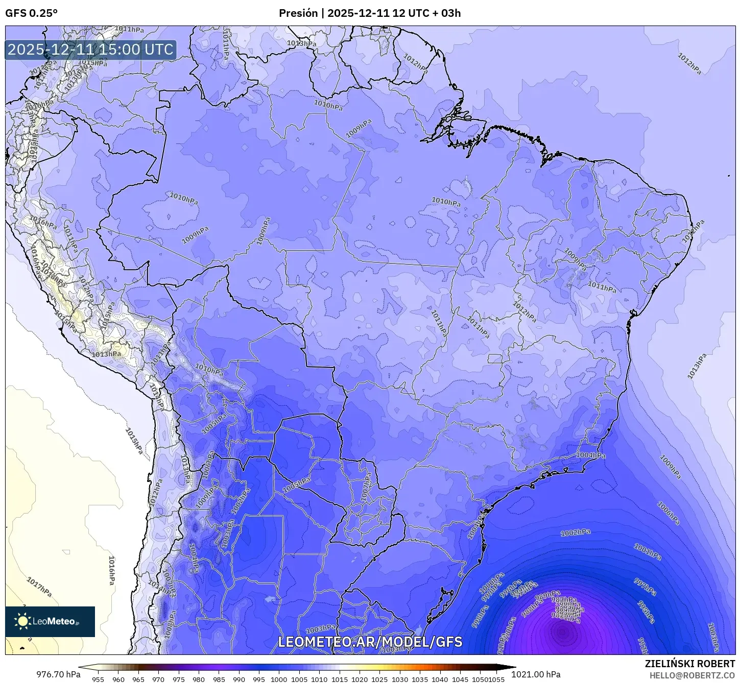GFS model - Brasil, Presión