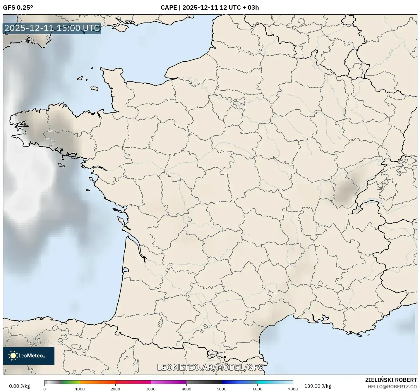 GFS model - Francia, CAPE
