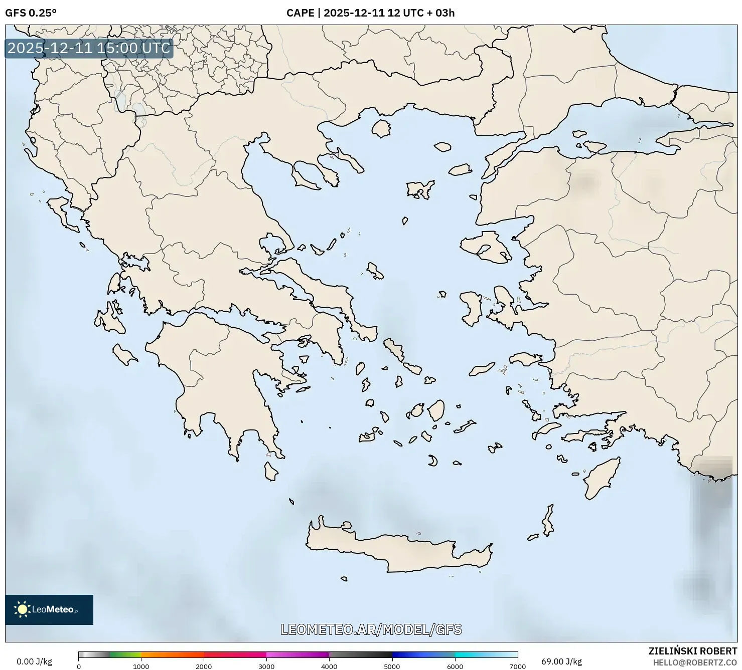GFS model - Grecia, CAPE