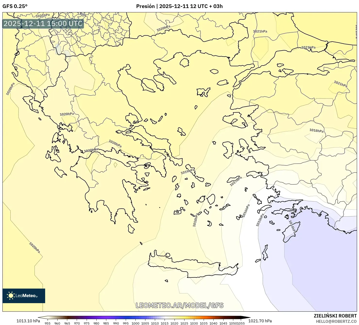 GFS model - Grecia, Presión