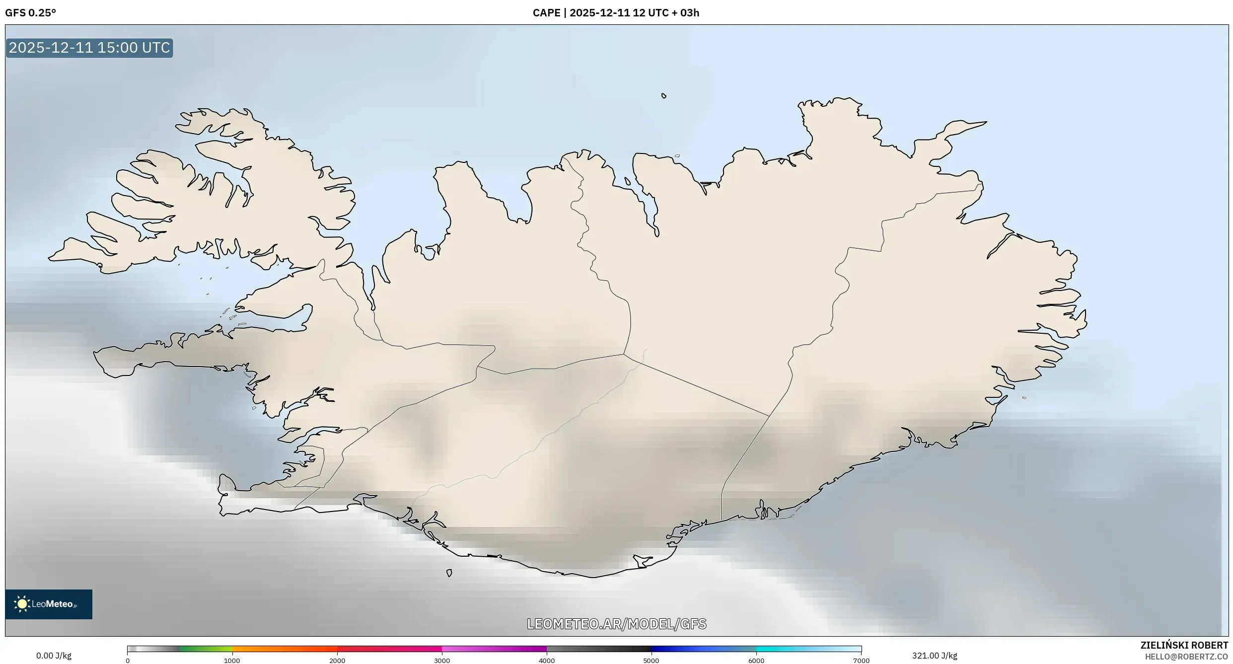 GFS model - Islandia, CAPE