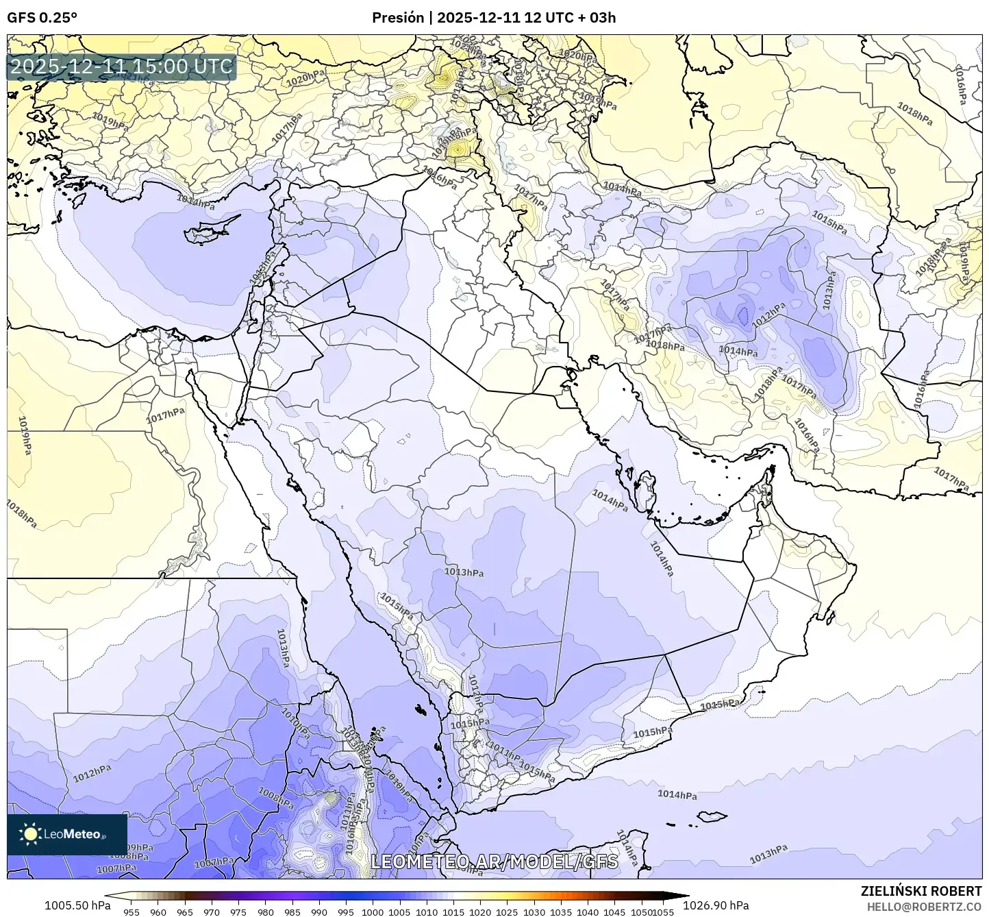 GFS model - Oriente Medio, Presión