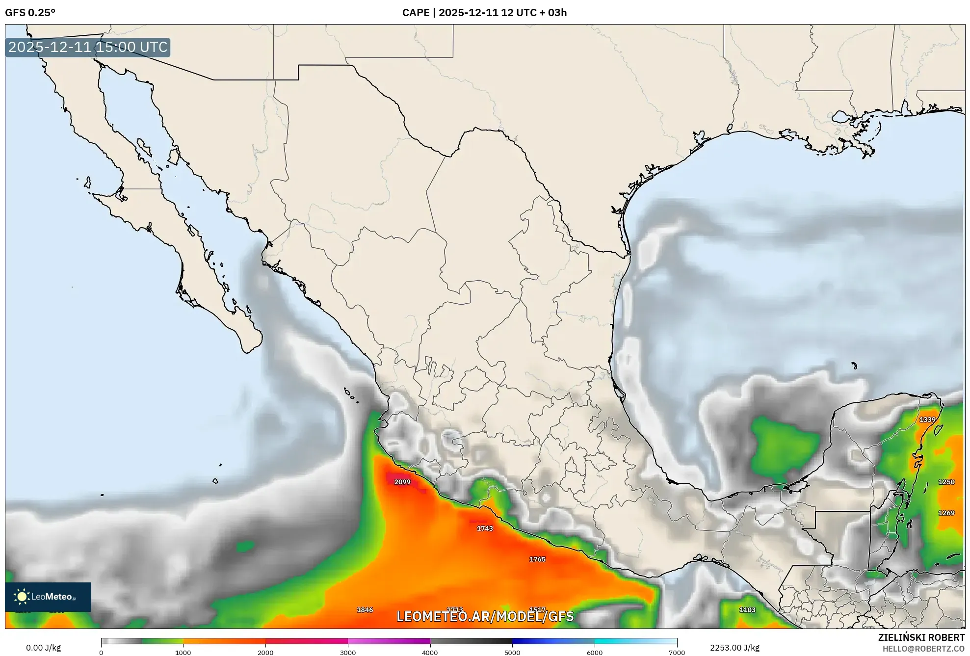 GFS model - México, CAPE