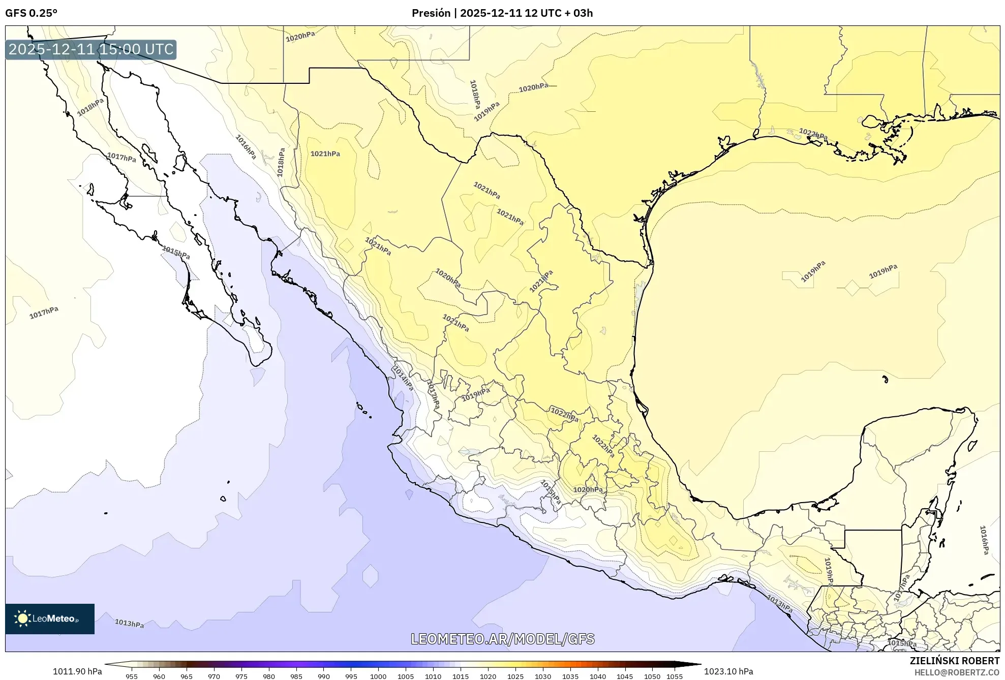 GFS model - México, Presión