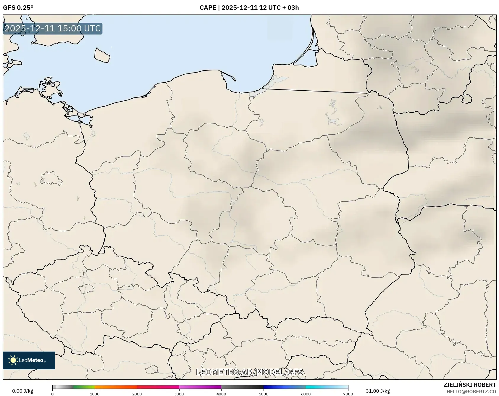 GFS model - Polonia, CAPE