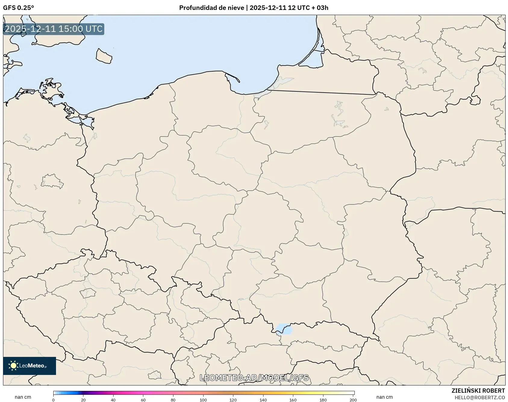 GFS model - Polonia, Profundidad de nieve