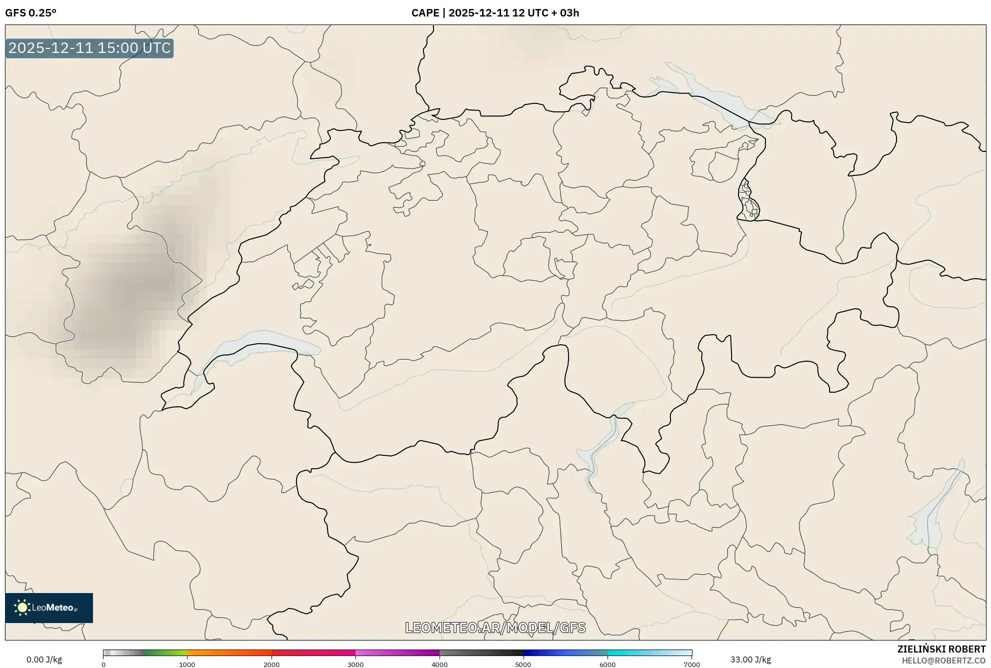 GFS model - Suiza, CAPE