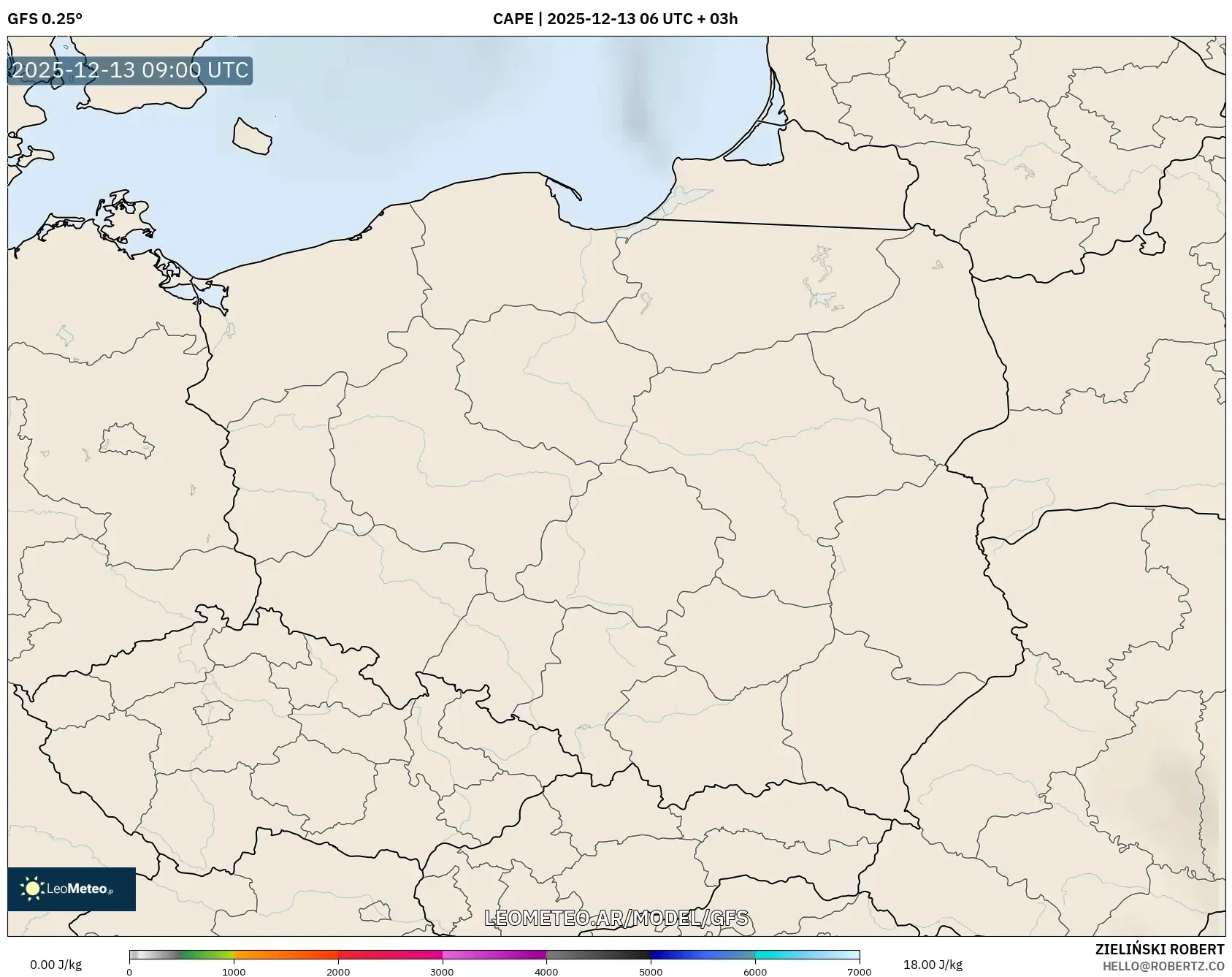 GFS model - Polonia, CAPE