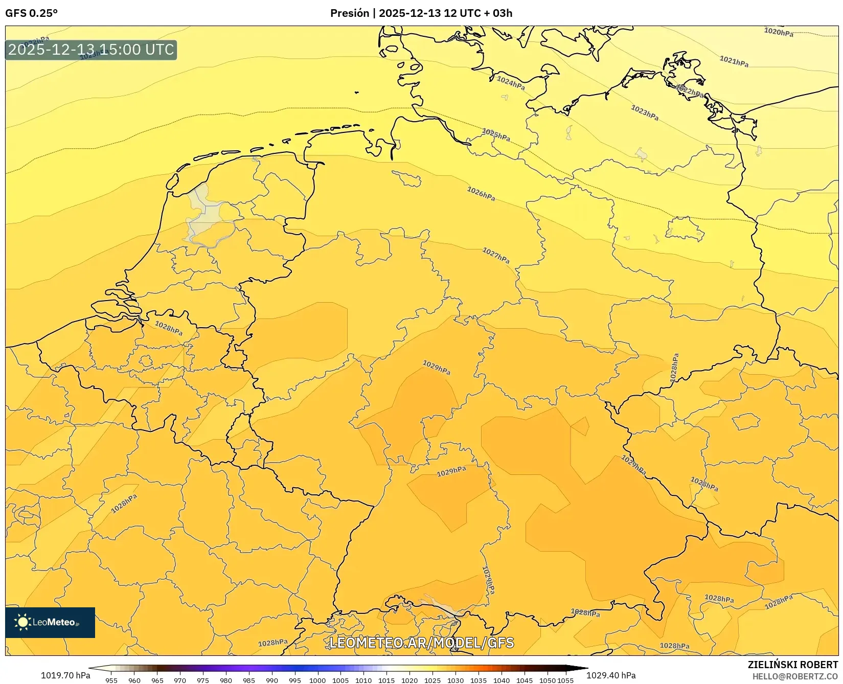 GFS model - Alemania, Presión