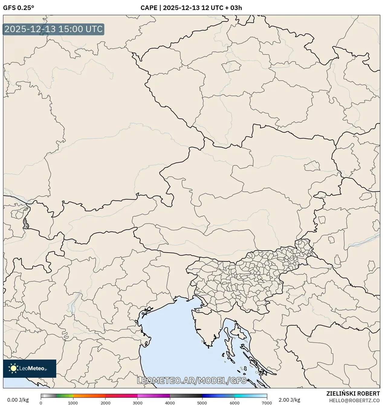 GFS model - Austria, CAPE