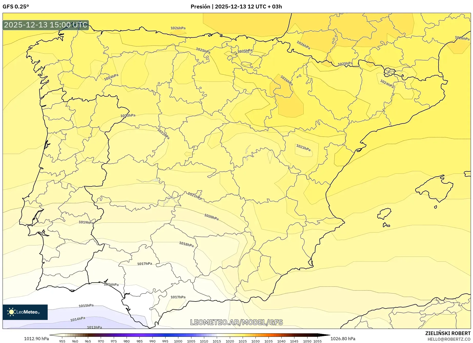 GFS model - España, Presión