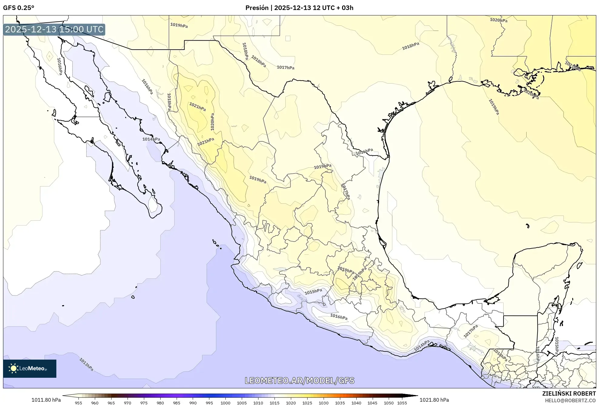 GFS model - México, Presión