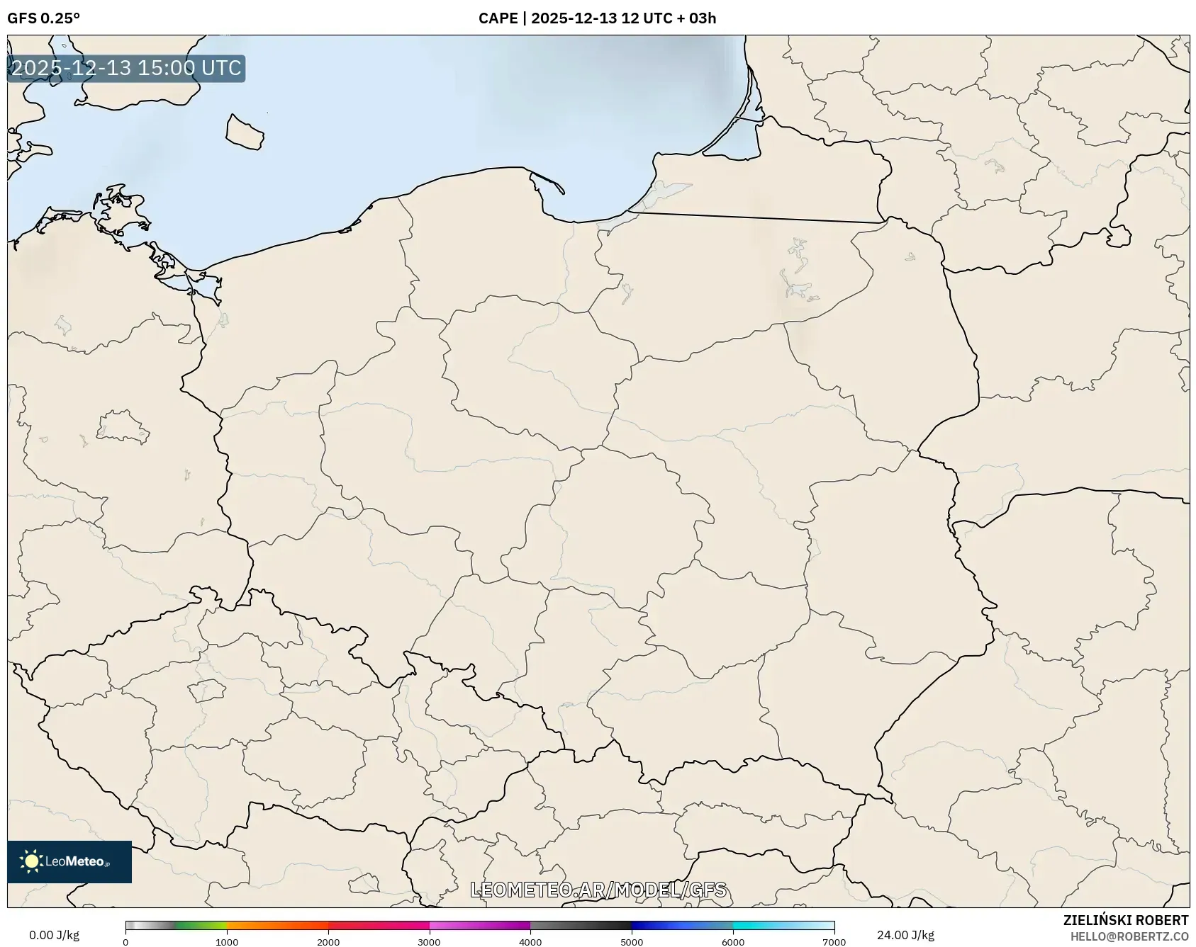 GFS model - Polonia, CAPE