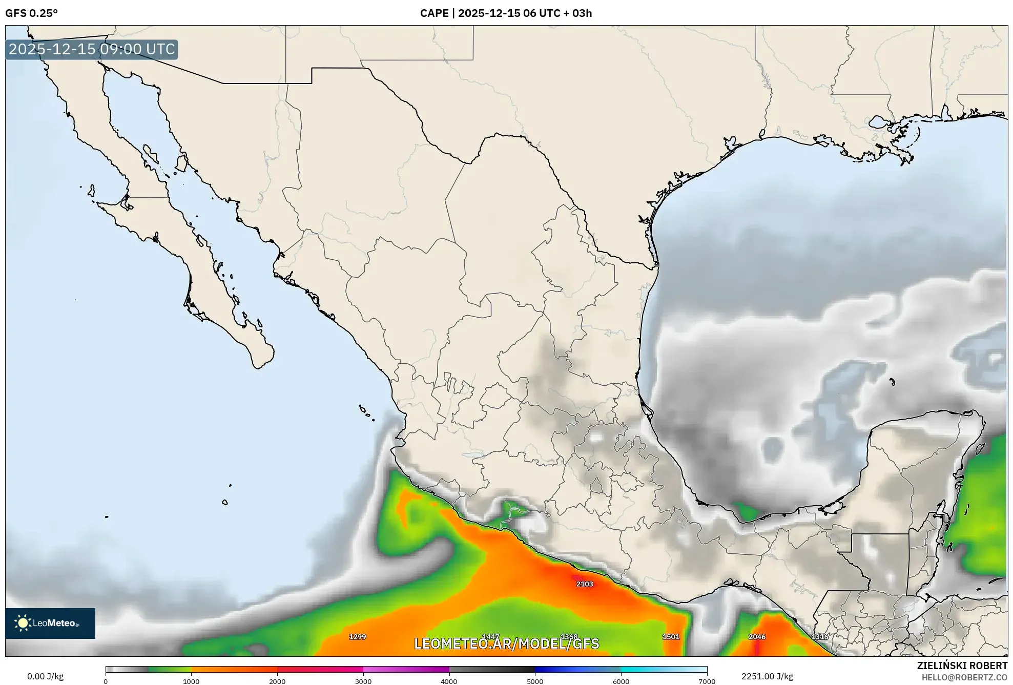GFS model - México, CAPE