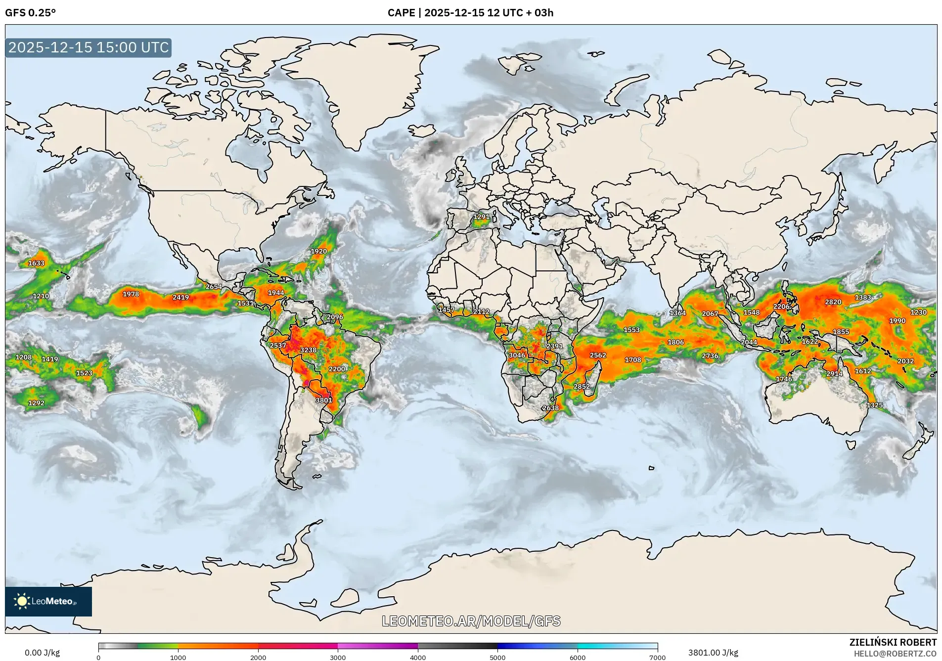 GFS model - Mundo, CAPE