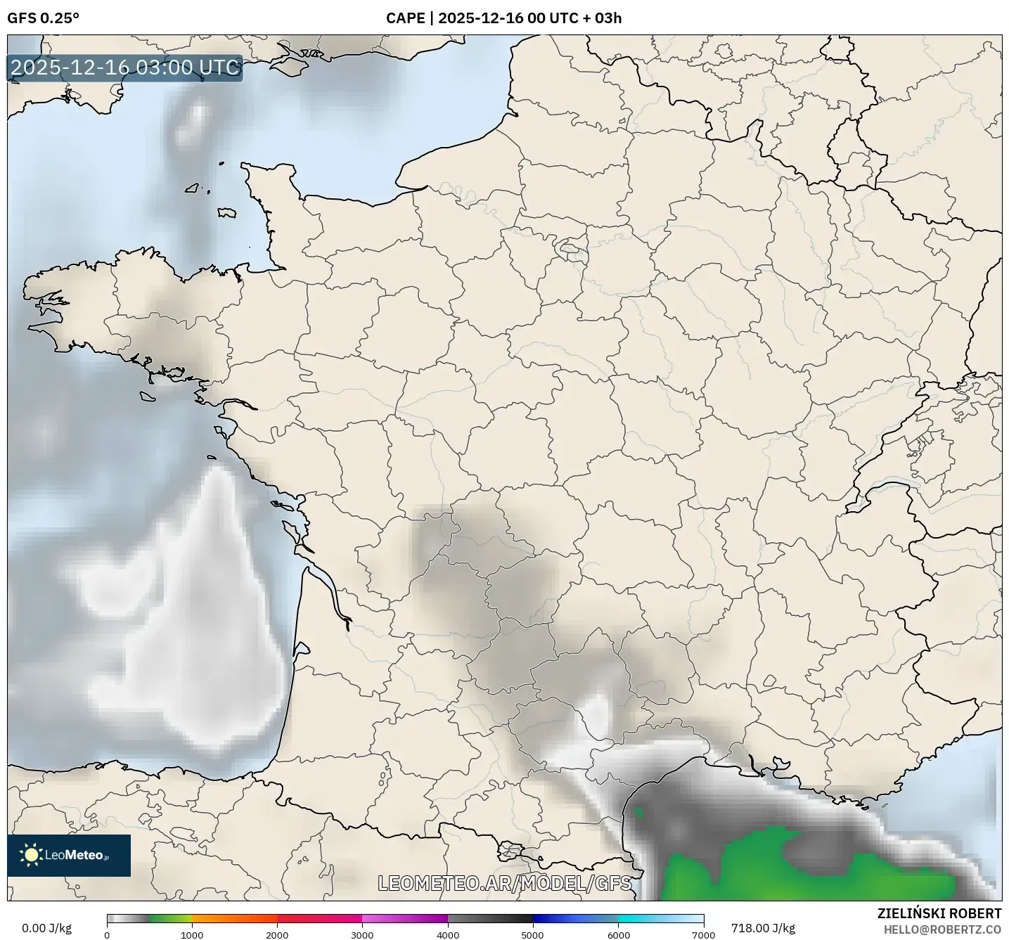 GFS model - Francia, CAPE