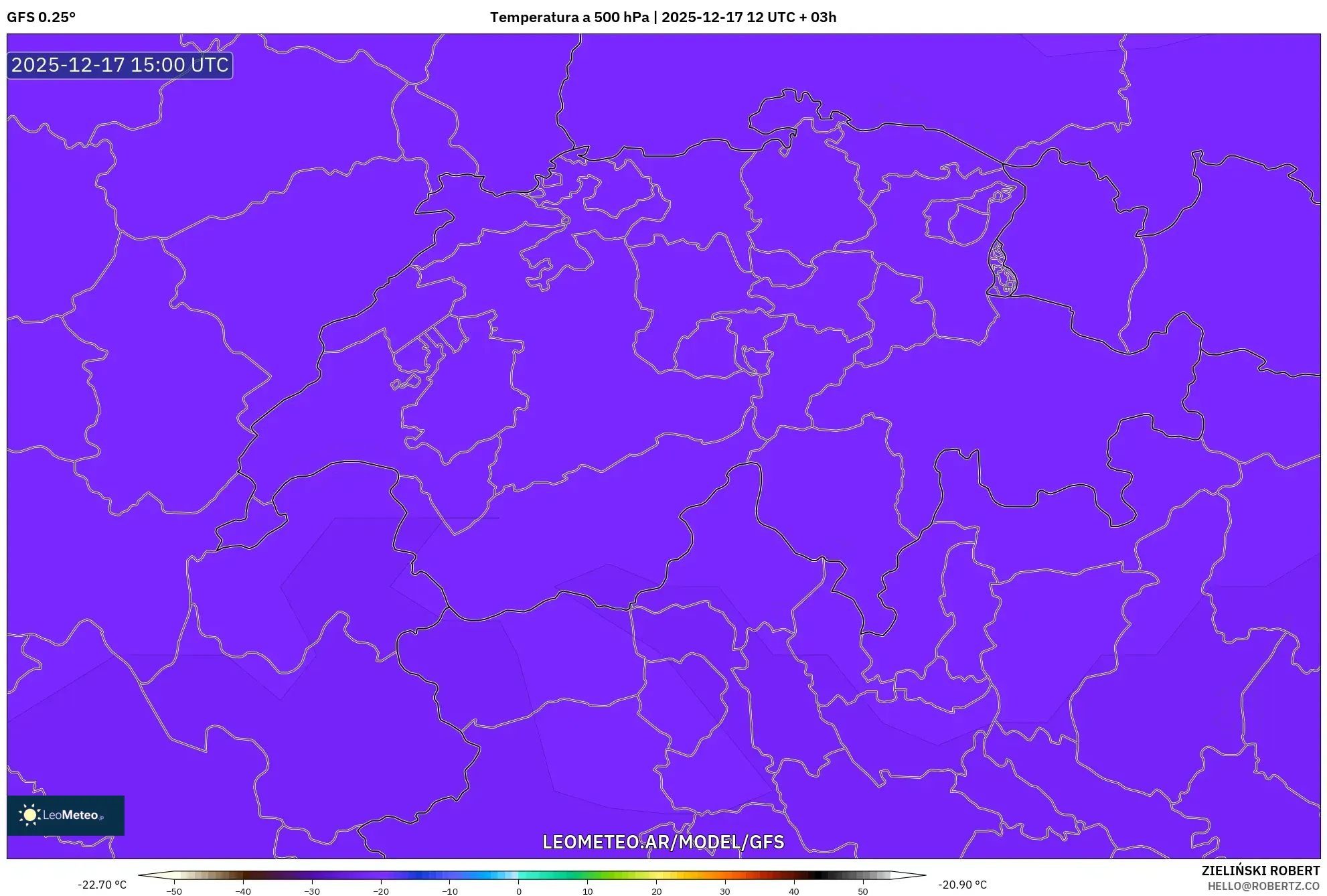 GFS model - Suiza, Temperatura a 500 hPa