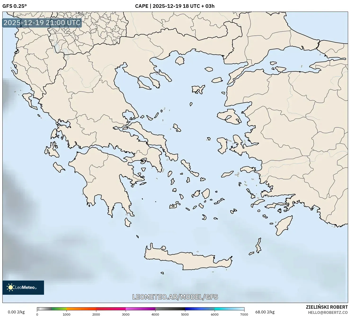 GFS model - Grecia, CAPE