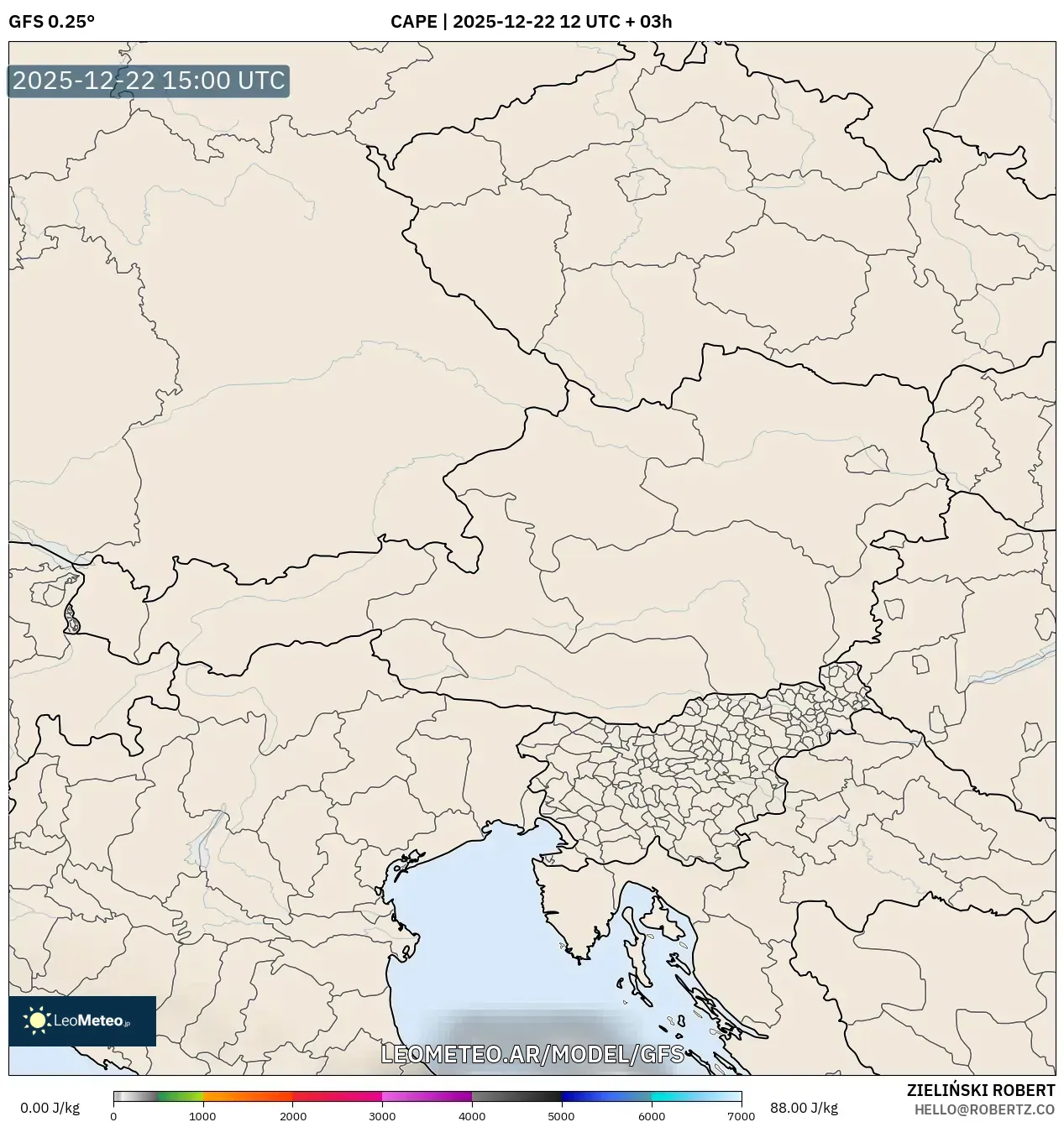GFS model - Austria, CAPE
