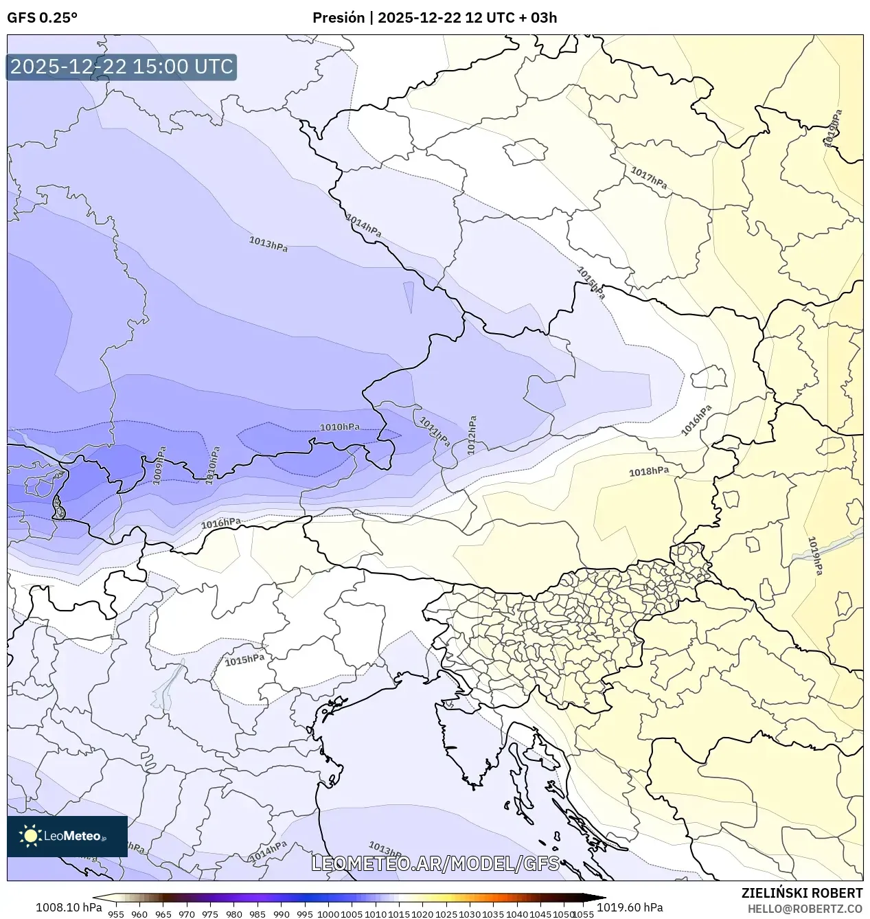 GFS model - Austria, Presión