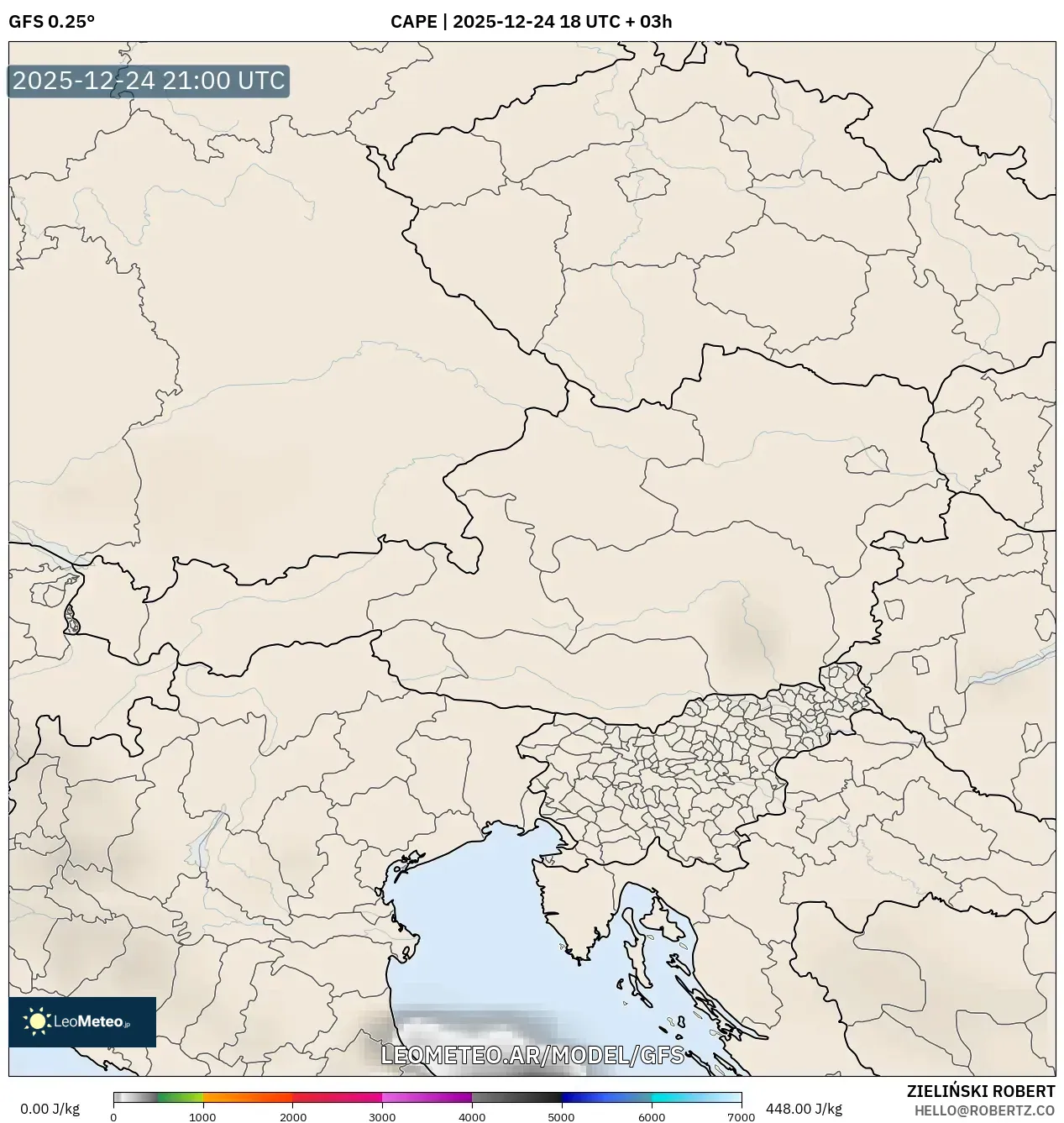 GFS model - Austria, CAPE