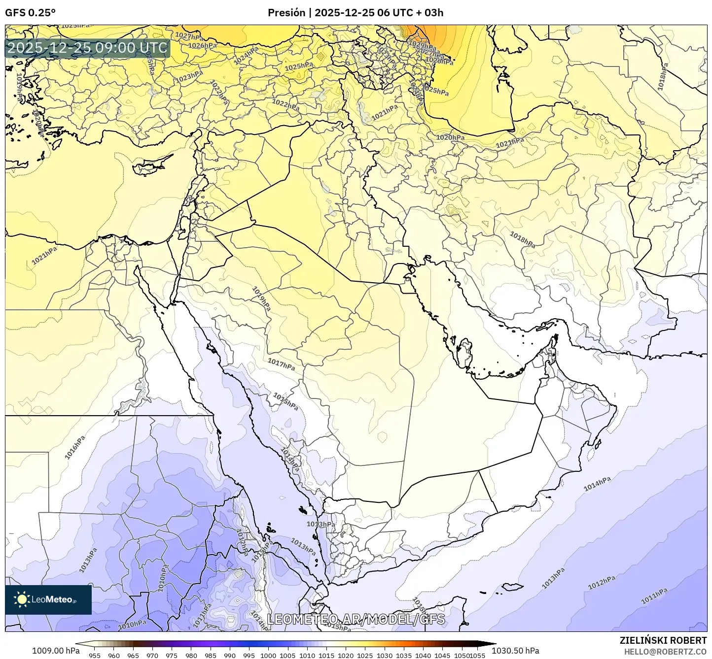 GFS model - Oriente Medio, Presión