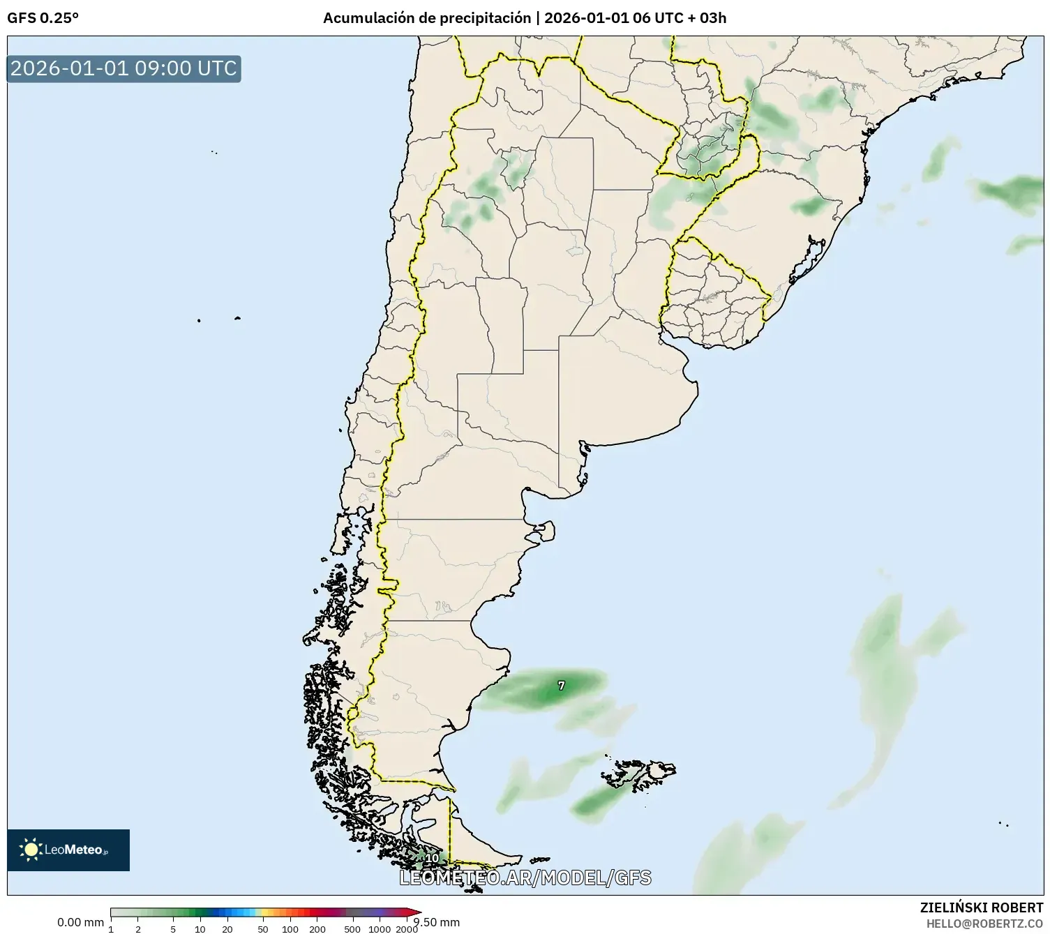 GFS model - Argentina, Acumulación de precipitación
