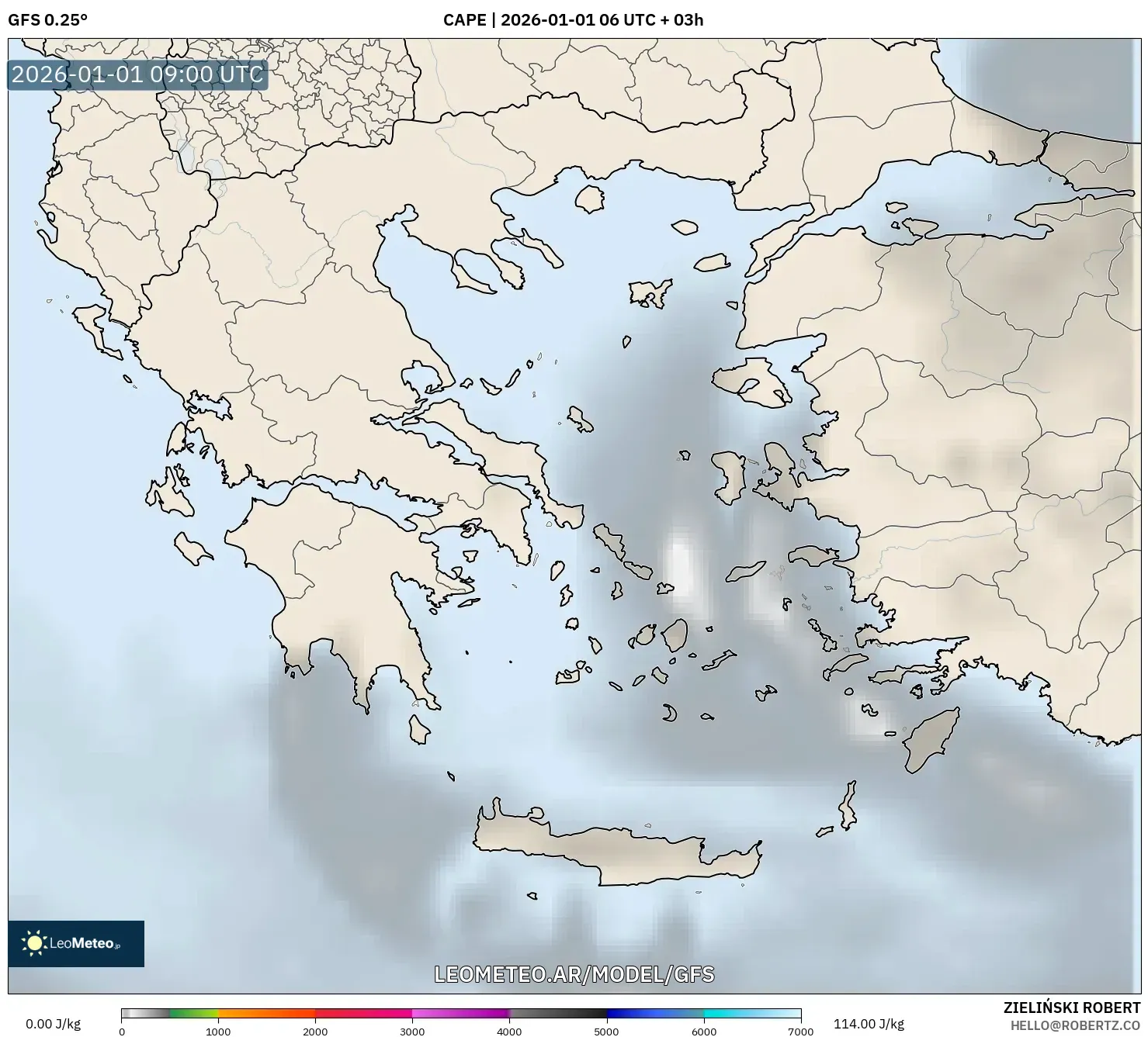 GFS model - Grecia, CAPE