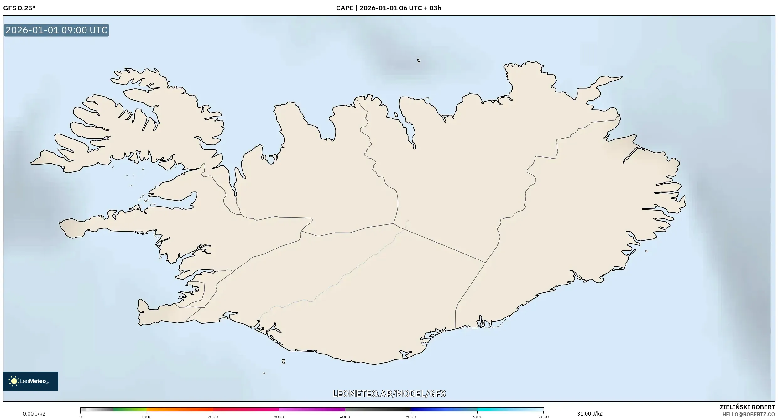 GFS model - Islandia, CAPE