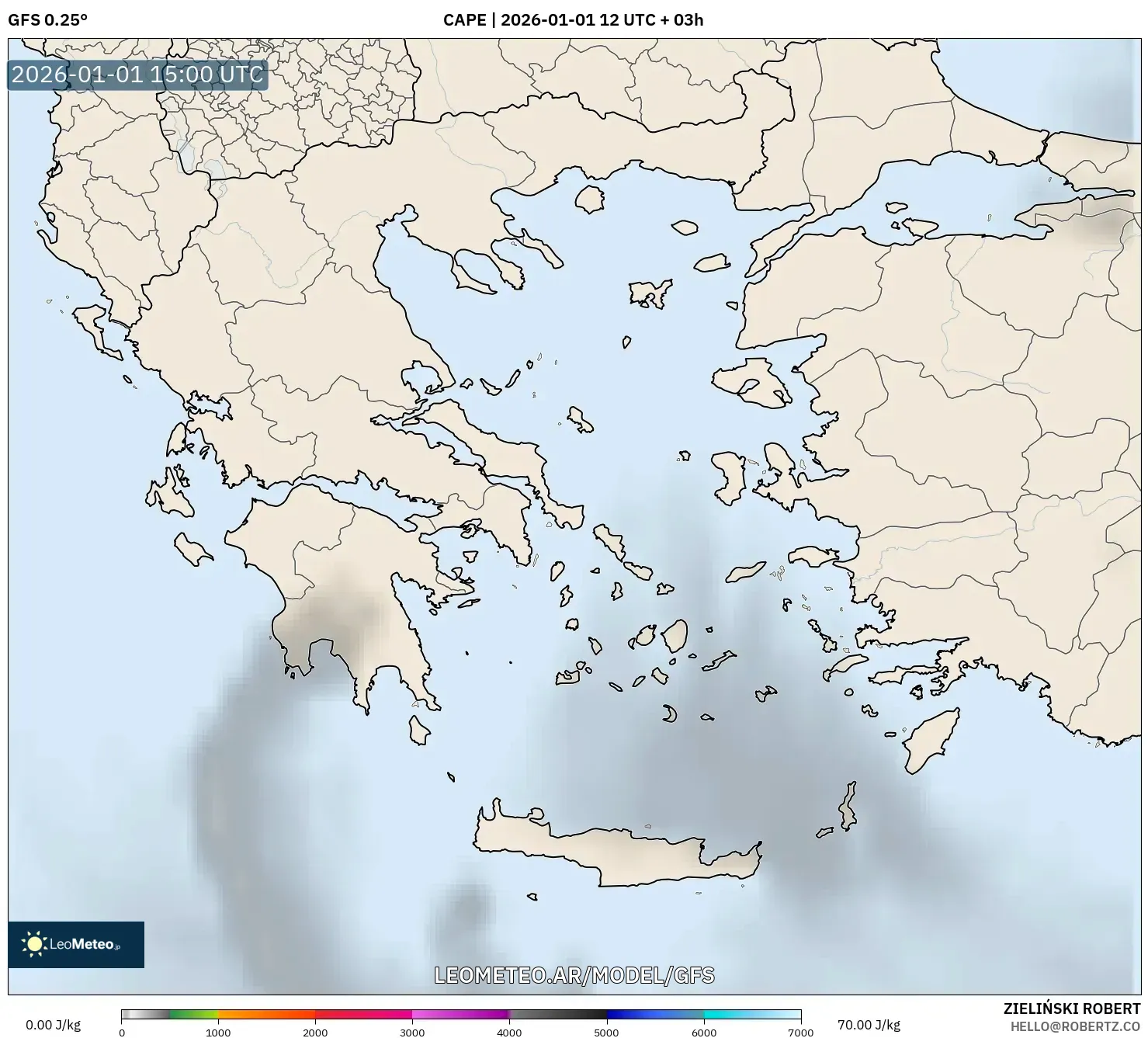 GFS model - Grecia, CAPE